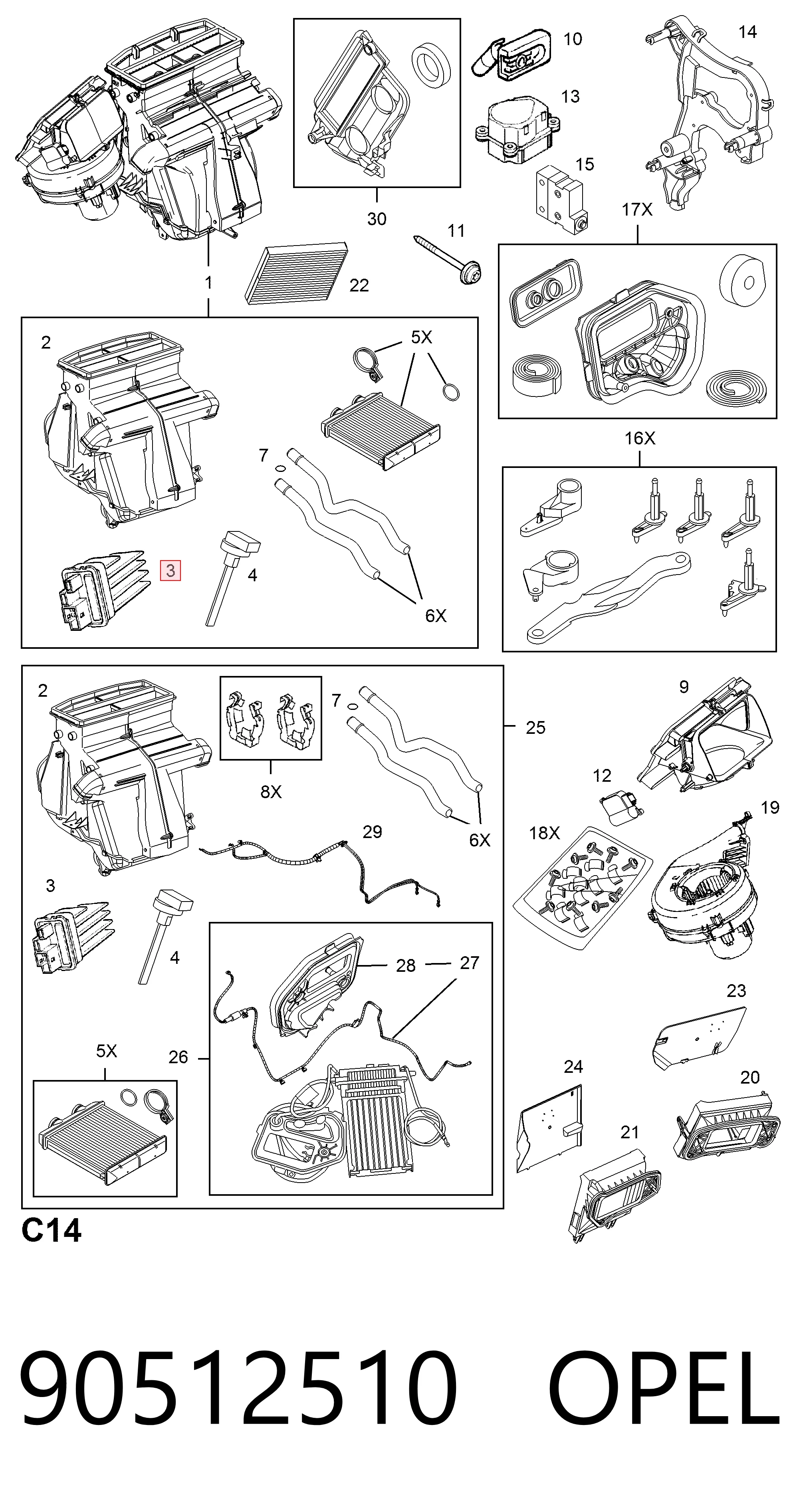 90512510 Opel Реле печки