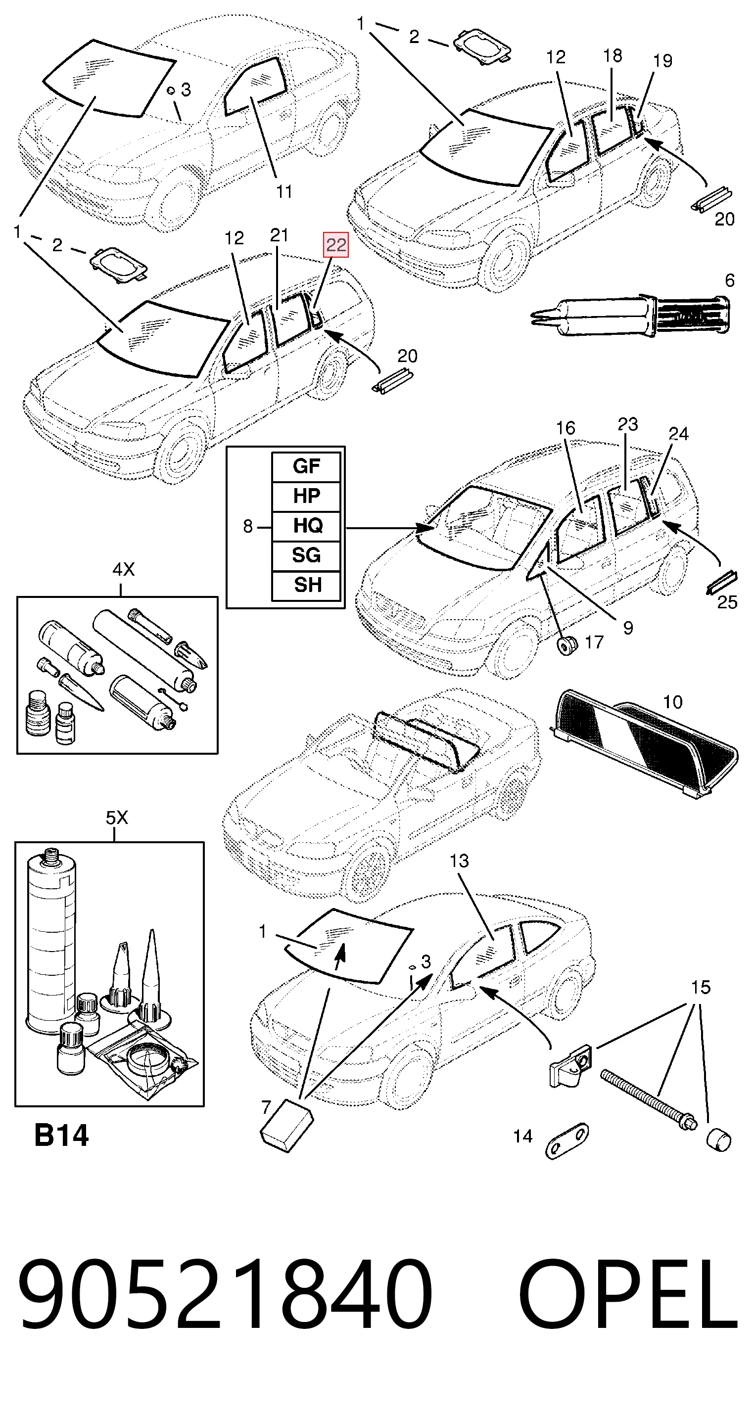 Стекло-форточка двери, задней, правой General Motors 90521840 цена, от 19.00 USD
