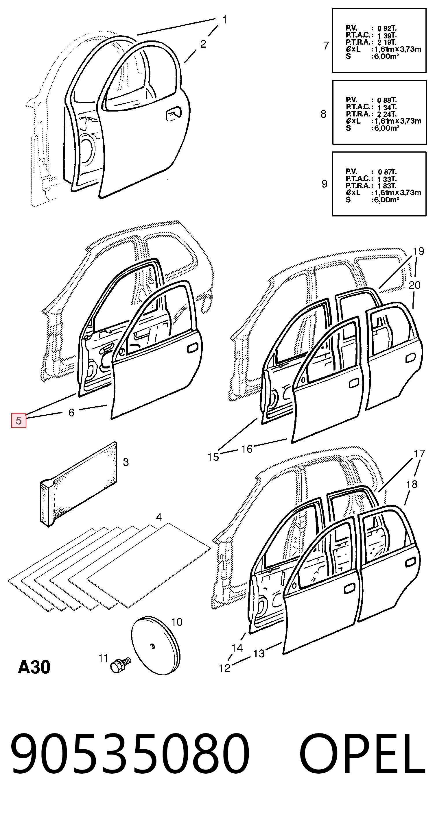Дверь передняя правая на Opel Corsa B S93