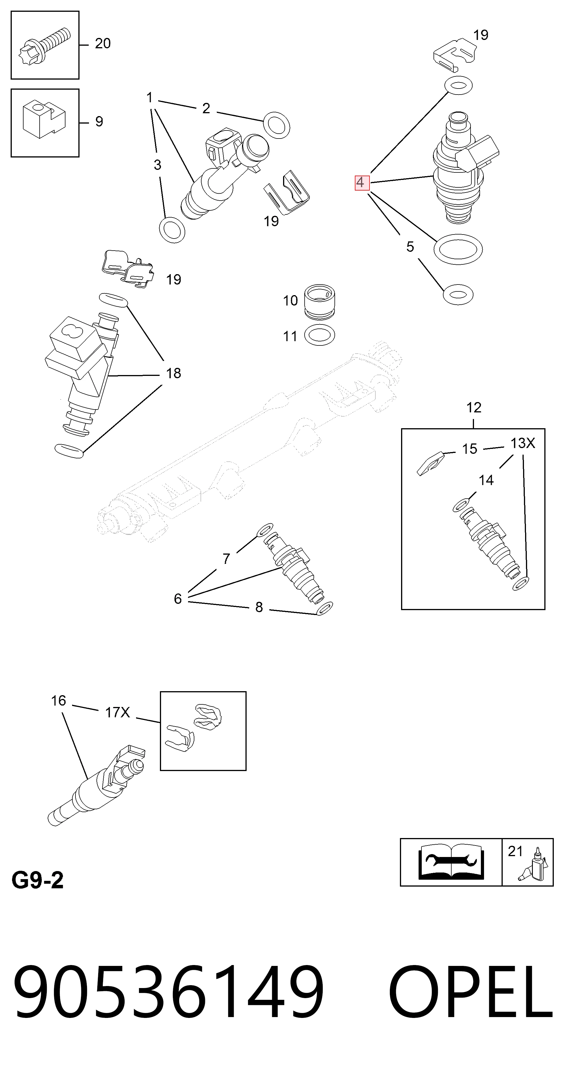 90536149 Opel Топливные форсунки