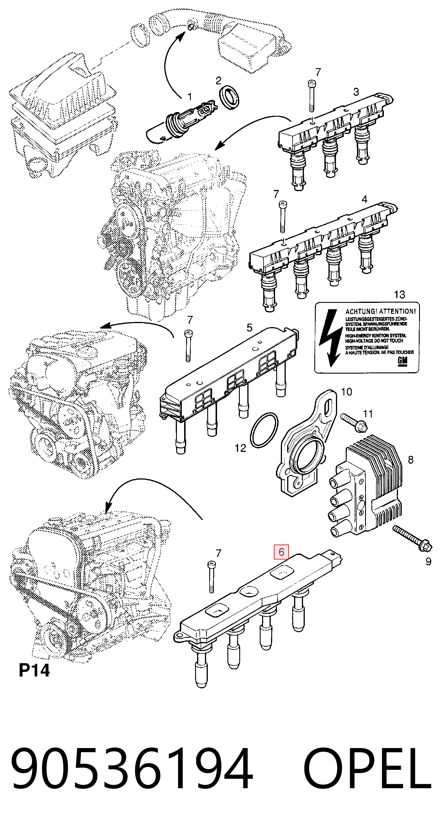 90536194 Opel Катушка зажигания
