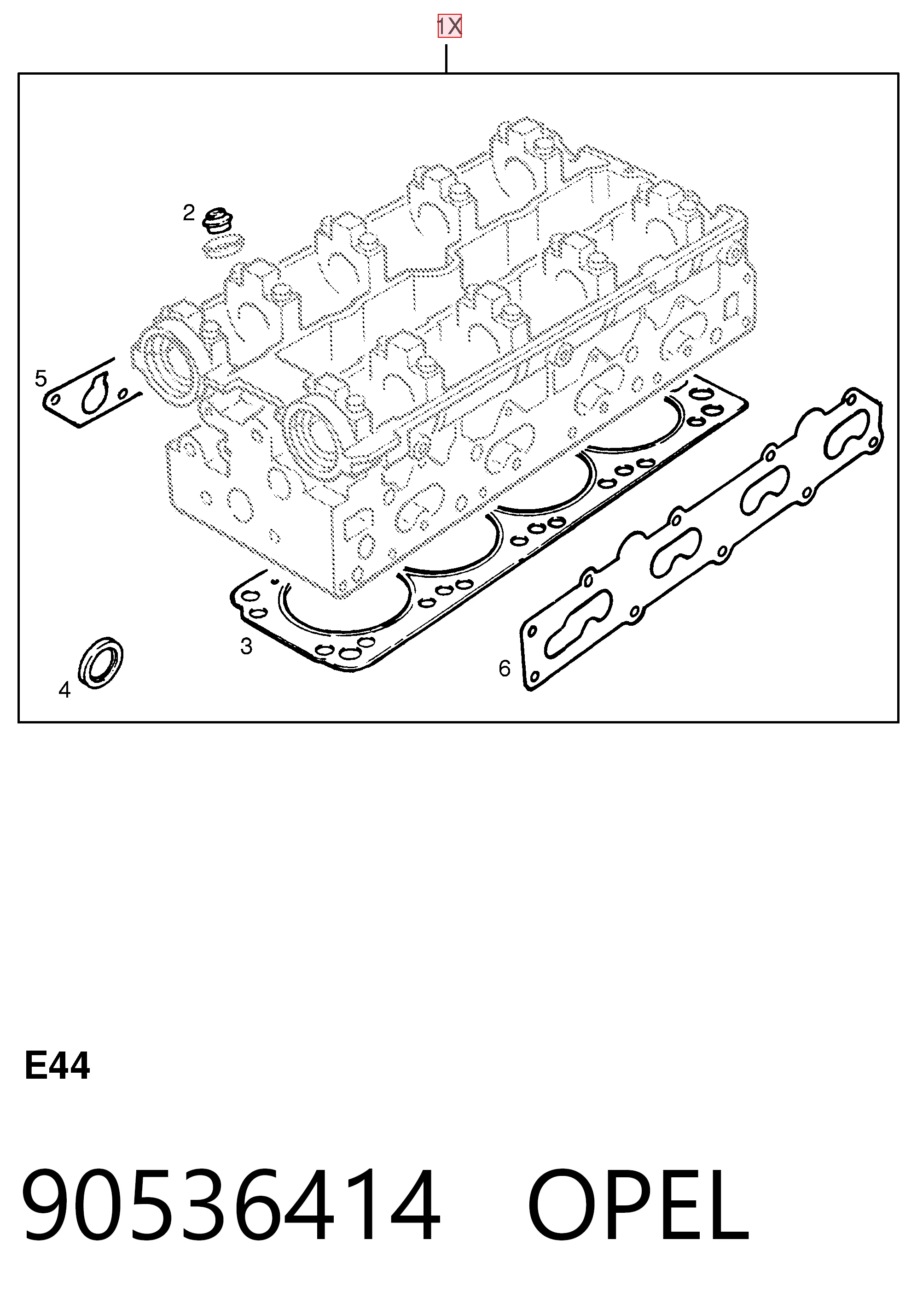 90536414 Opel Комплект прокладок двигателя верхний