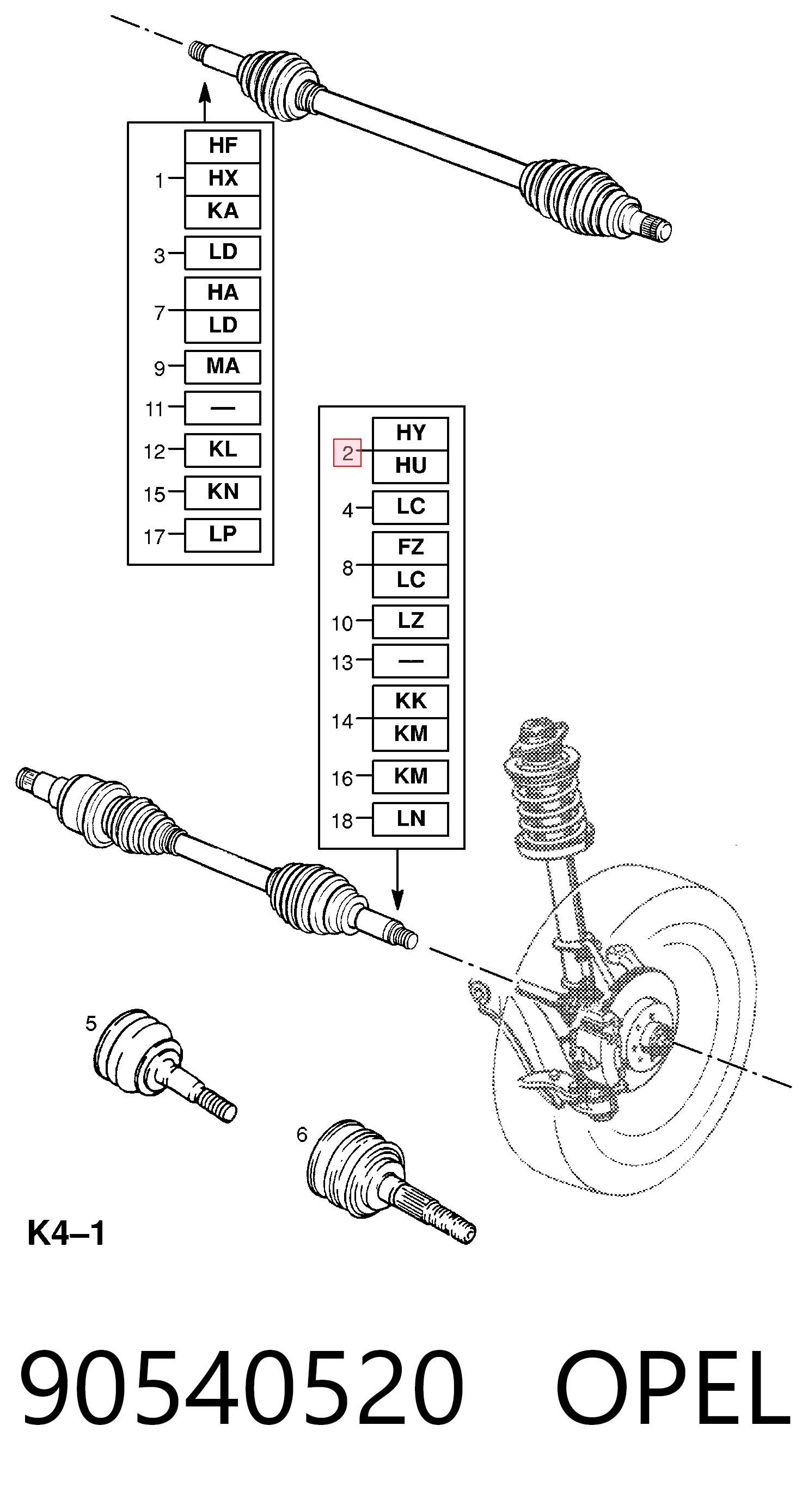 Привод передний левый Opel Astra F универсал (51, 52, F35, M35) (1991 - 2001) цена, от 74.20 USD