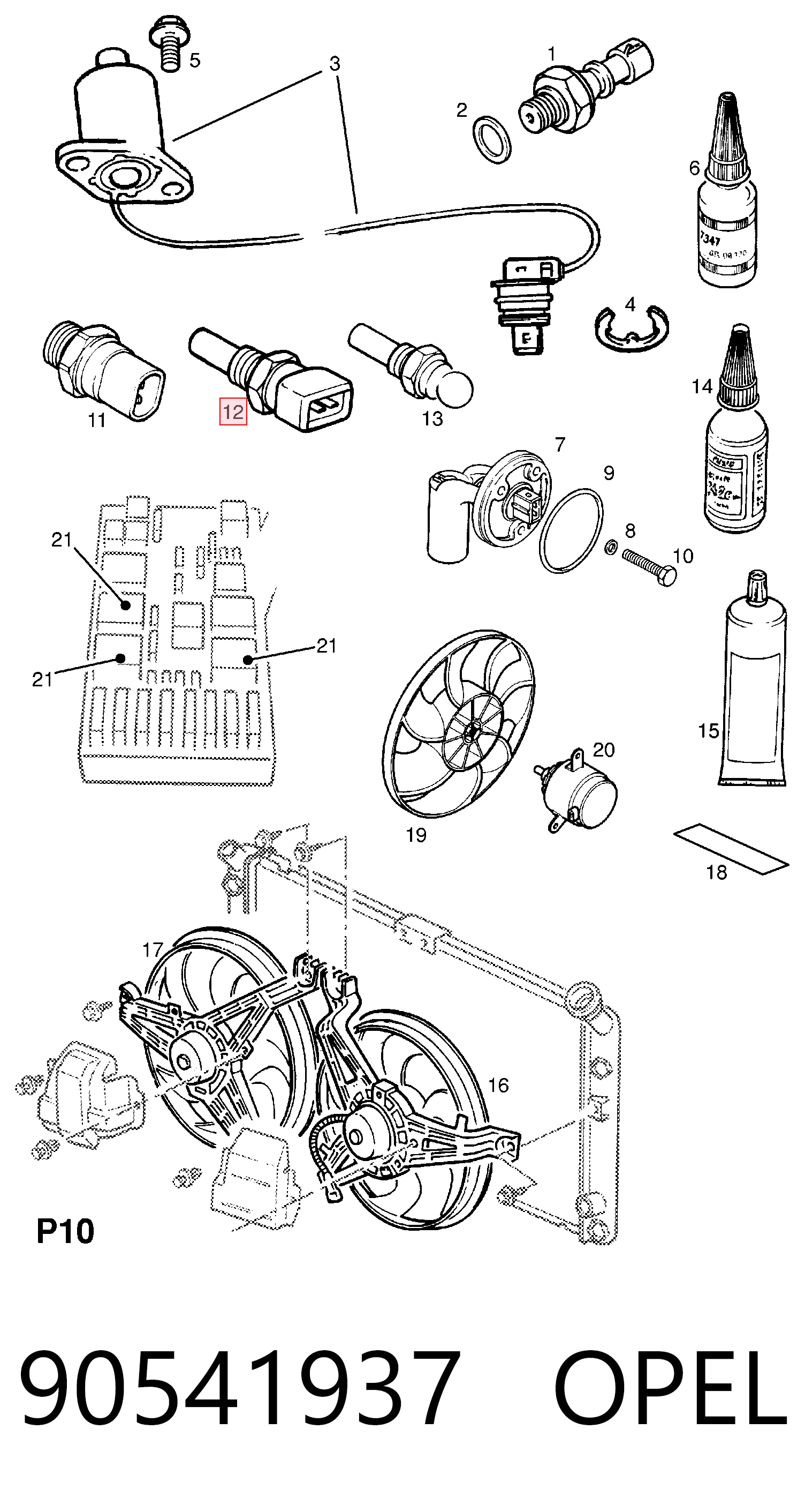 90541937 Opel Термовыключатель