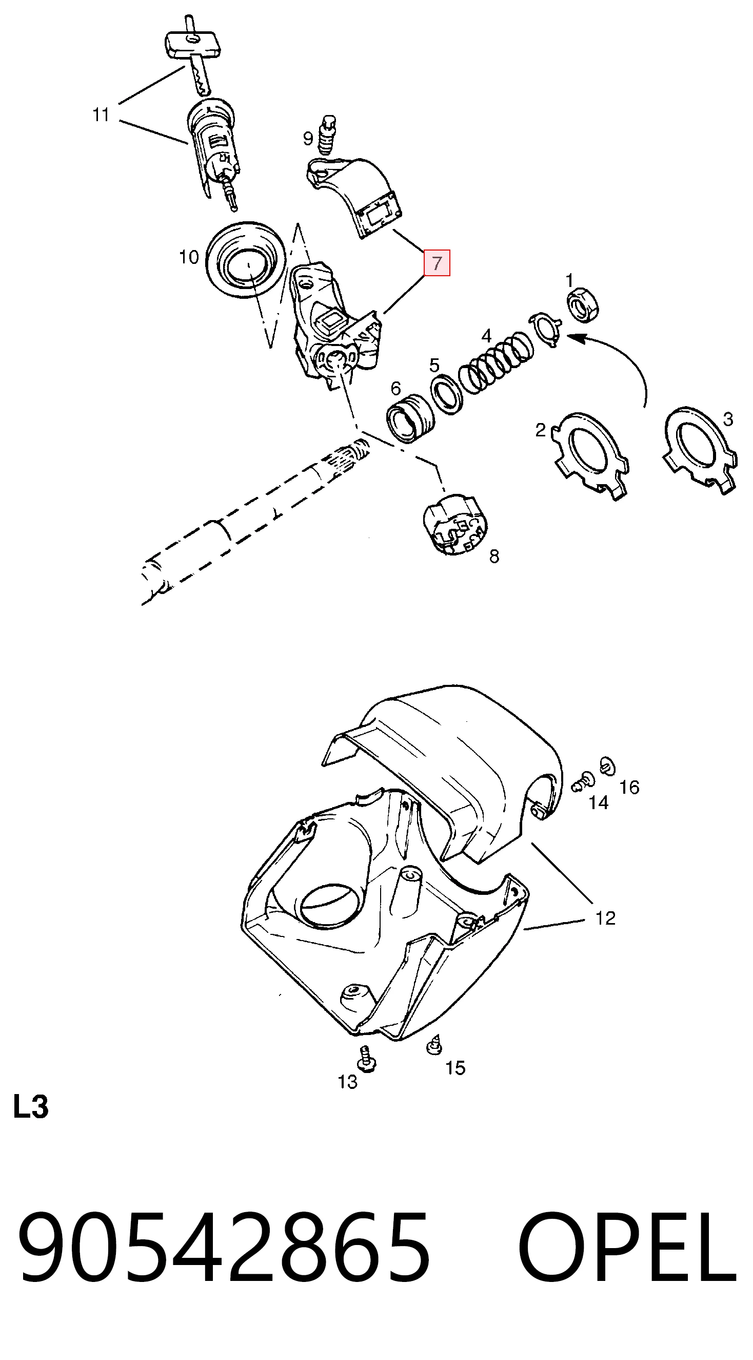 Купить 90191415 Opel Корпус замка зажигания