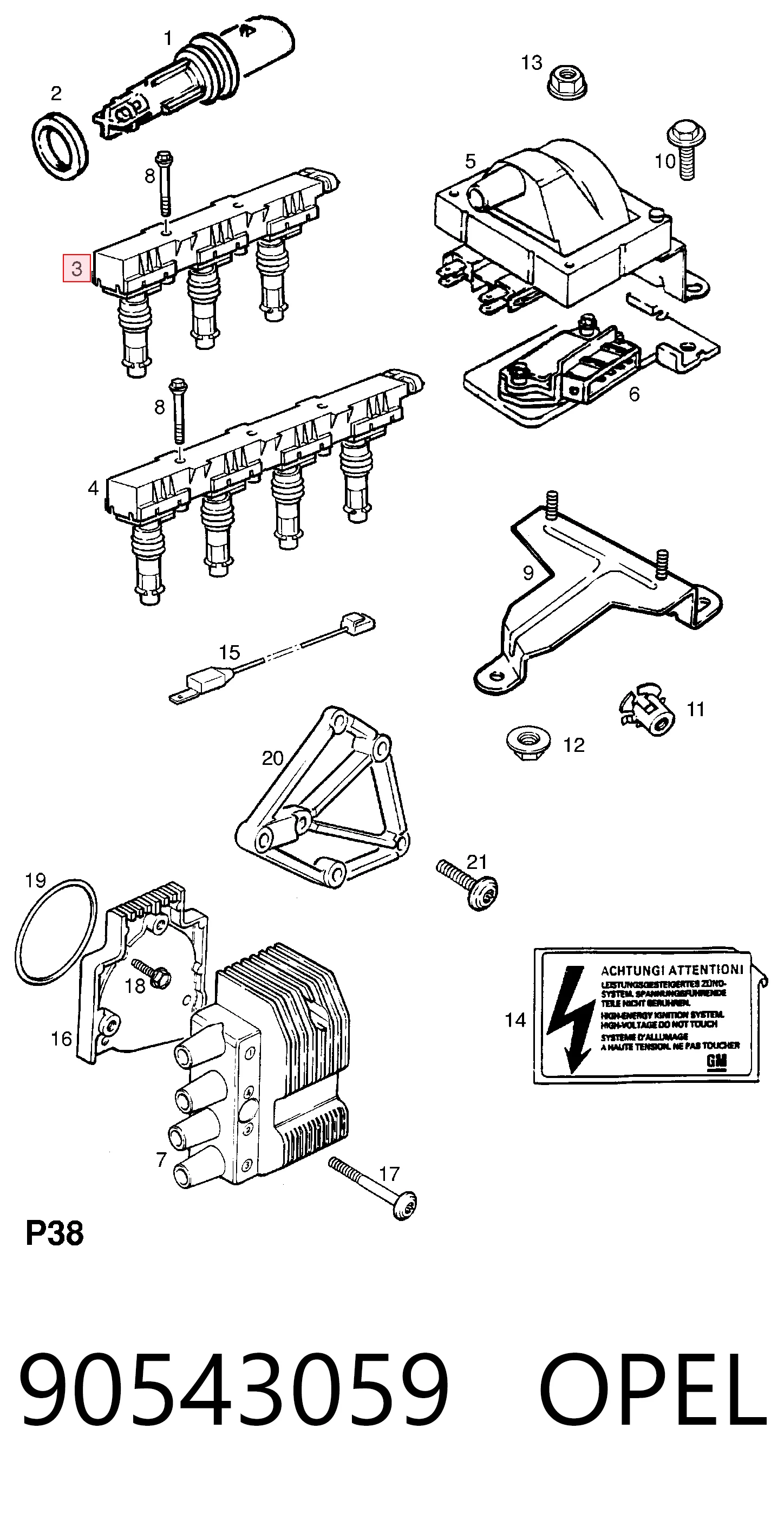 90543059 Opel Катушка зажигания