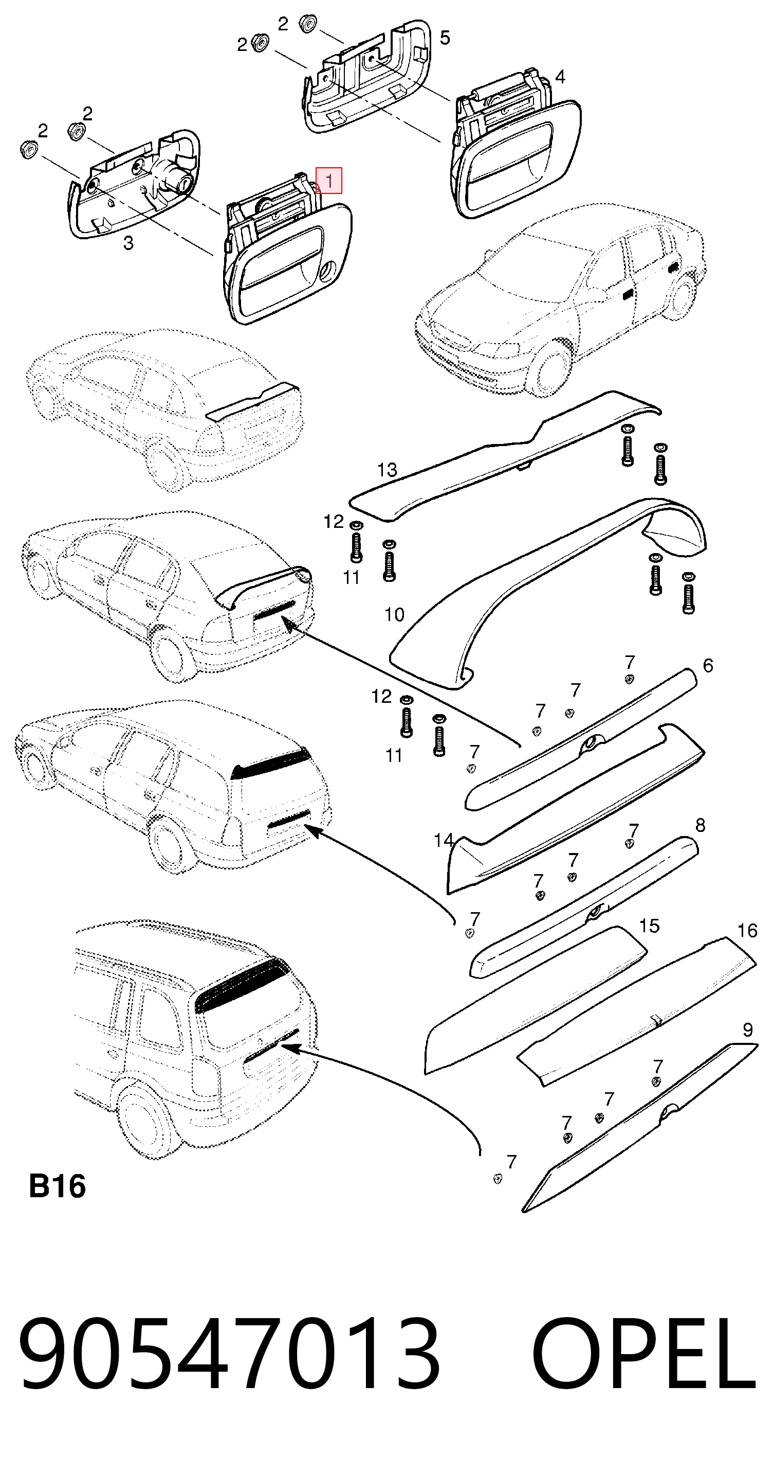 Ручка двери передней наружная левая General Motors 90547013