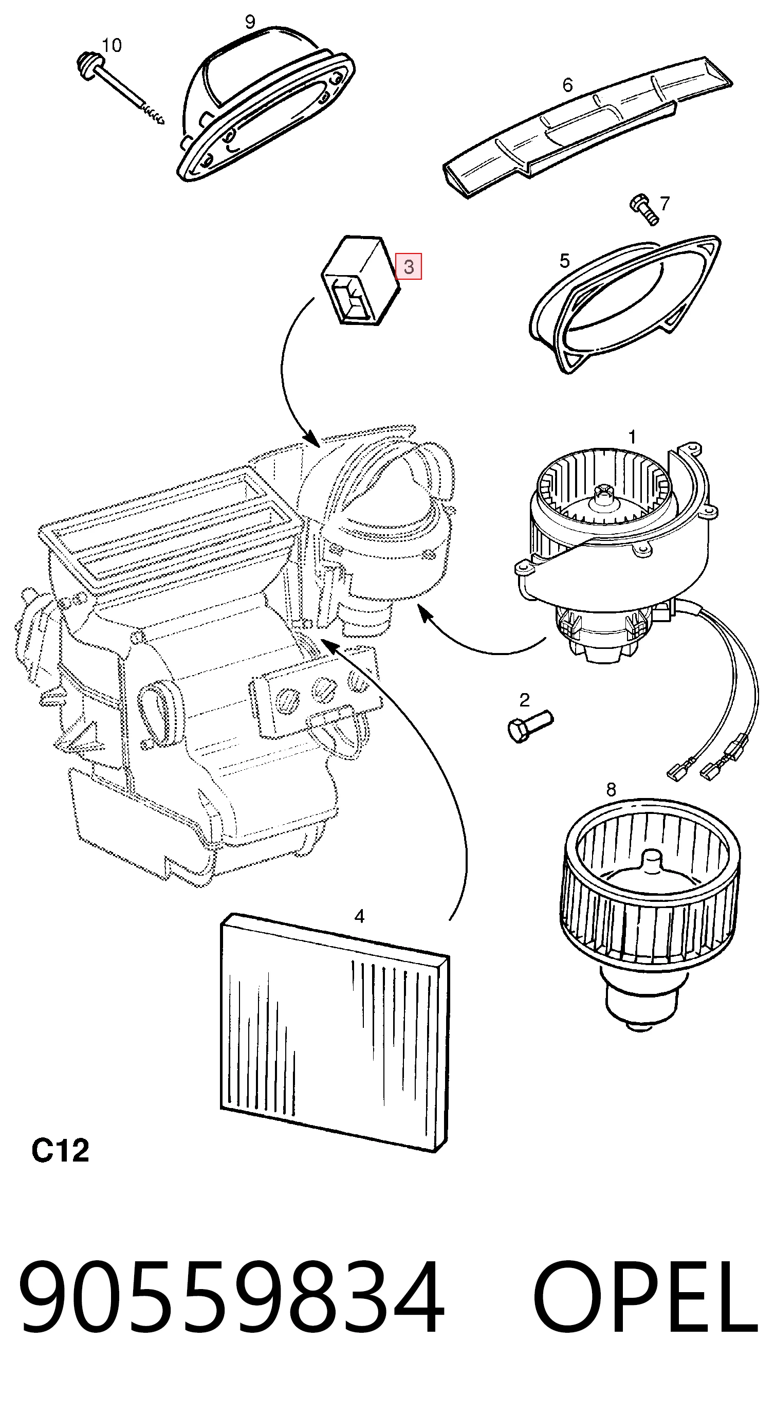 90559834 Opel Реле печки