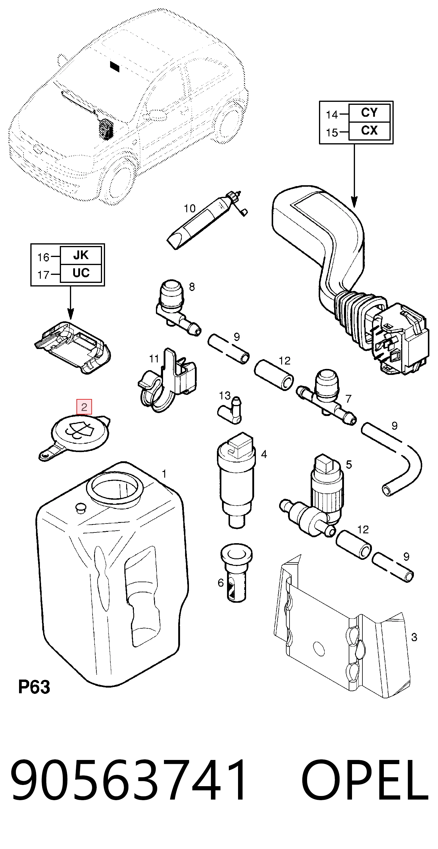 90563741 Opel Крышка бачка стеклоомывателя