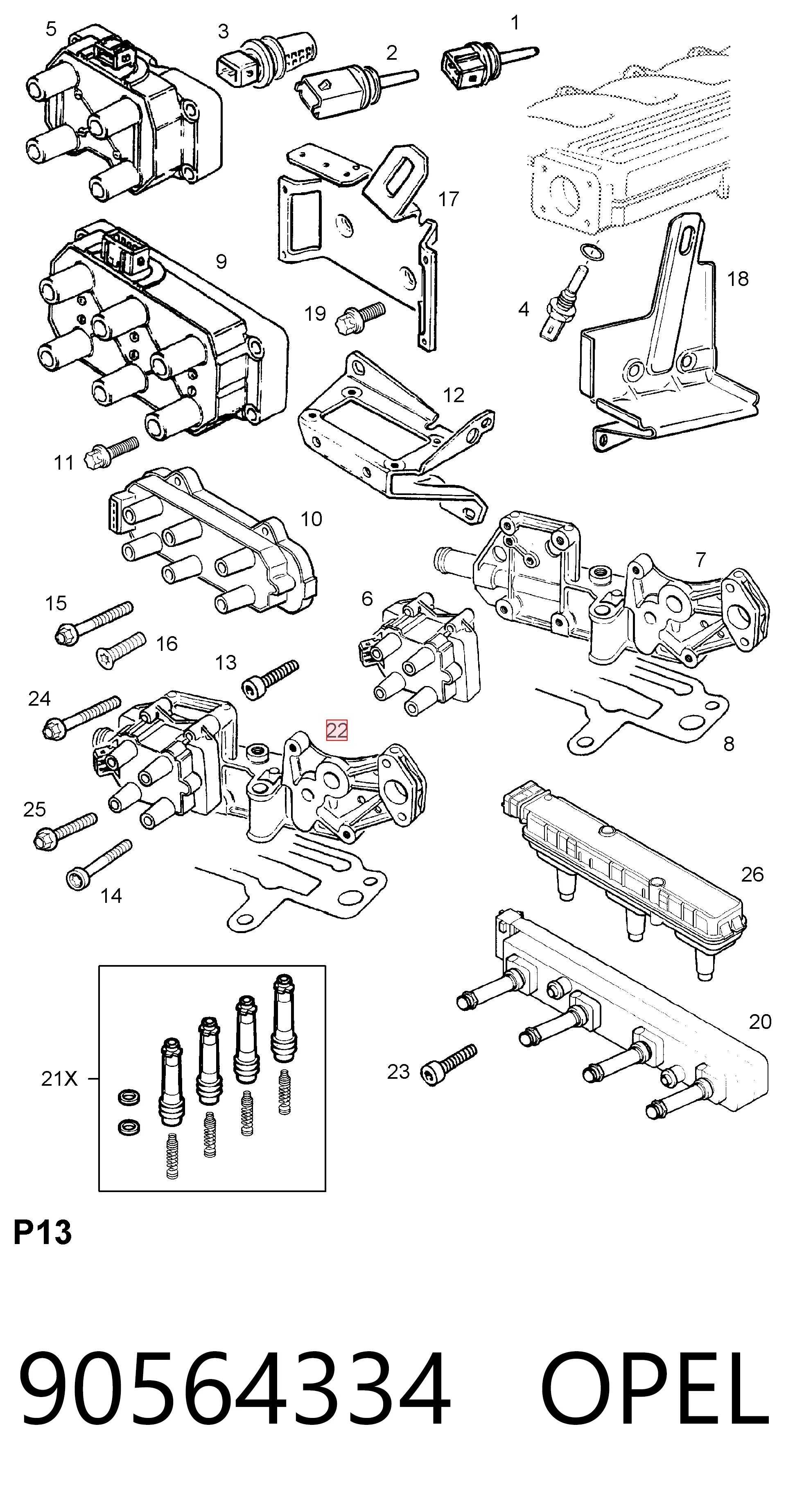 90564334 Opel Катушка зажигания