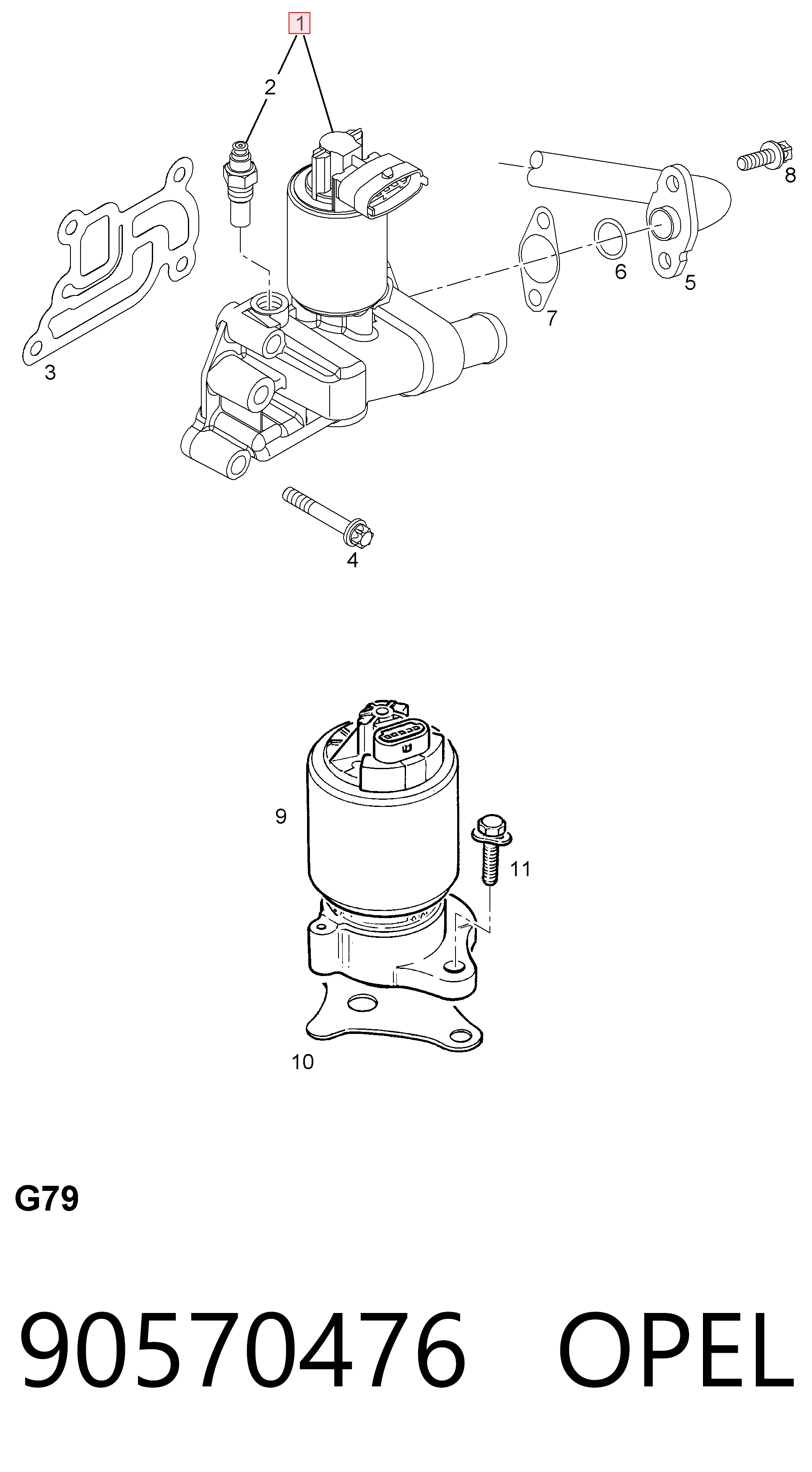 90570476 Opel Клапан рециркуляции отработавших газов EGR