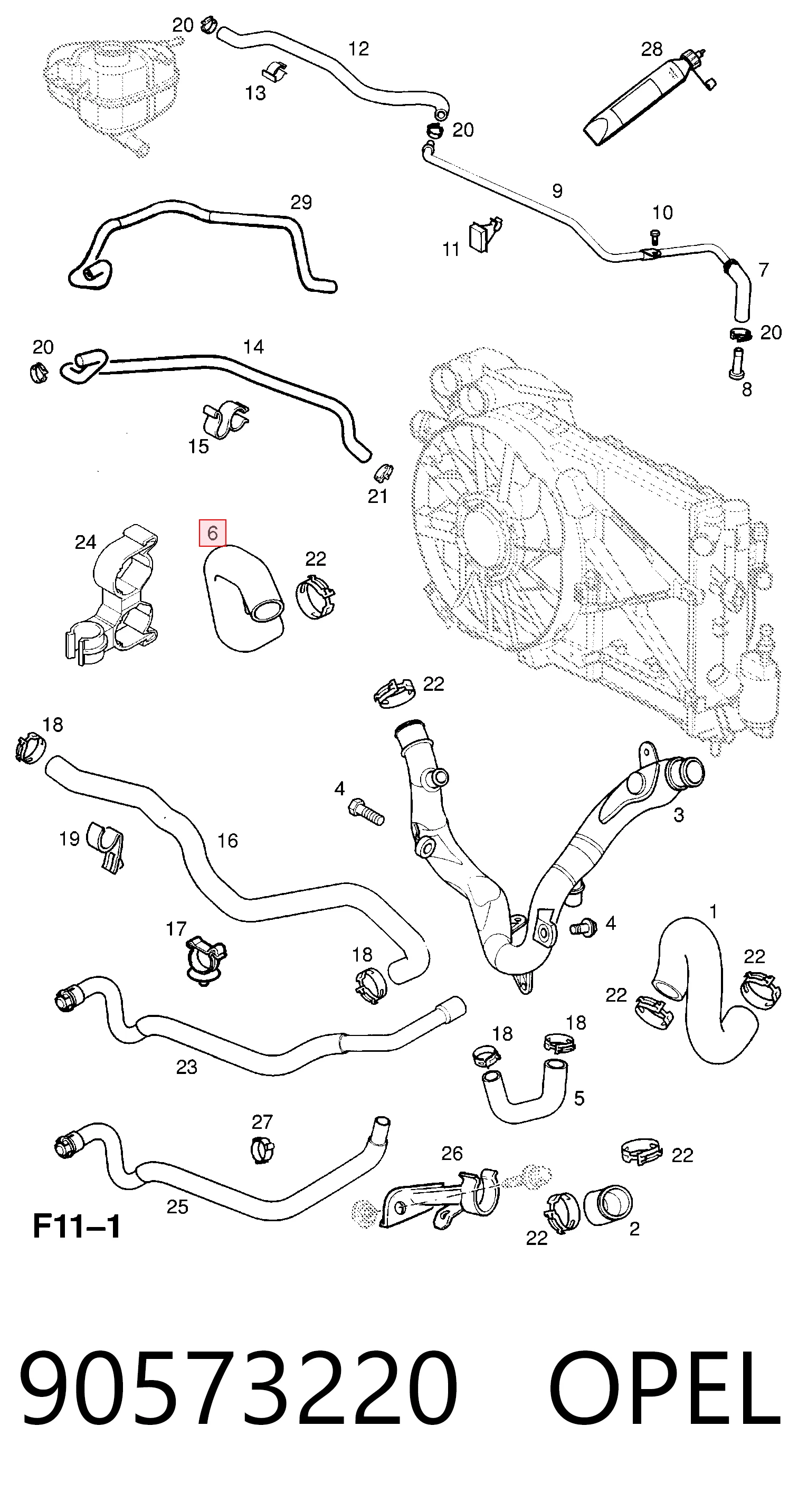 Нижний патрубок радиатора General Motors 90573220