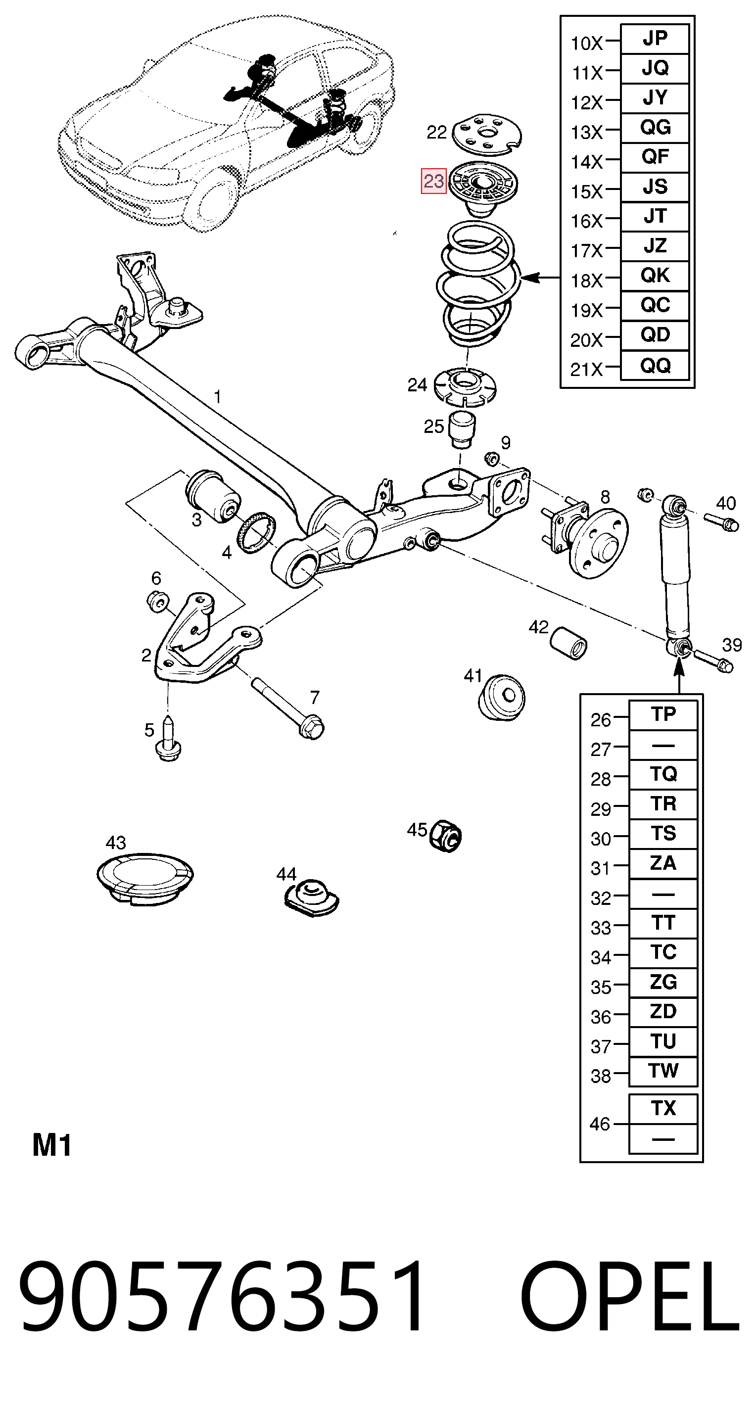 90576351 Opel Резиновое кольцо пружины задней