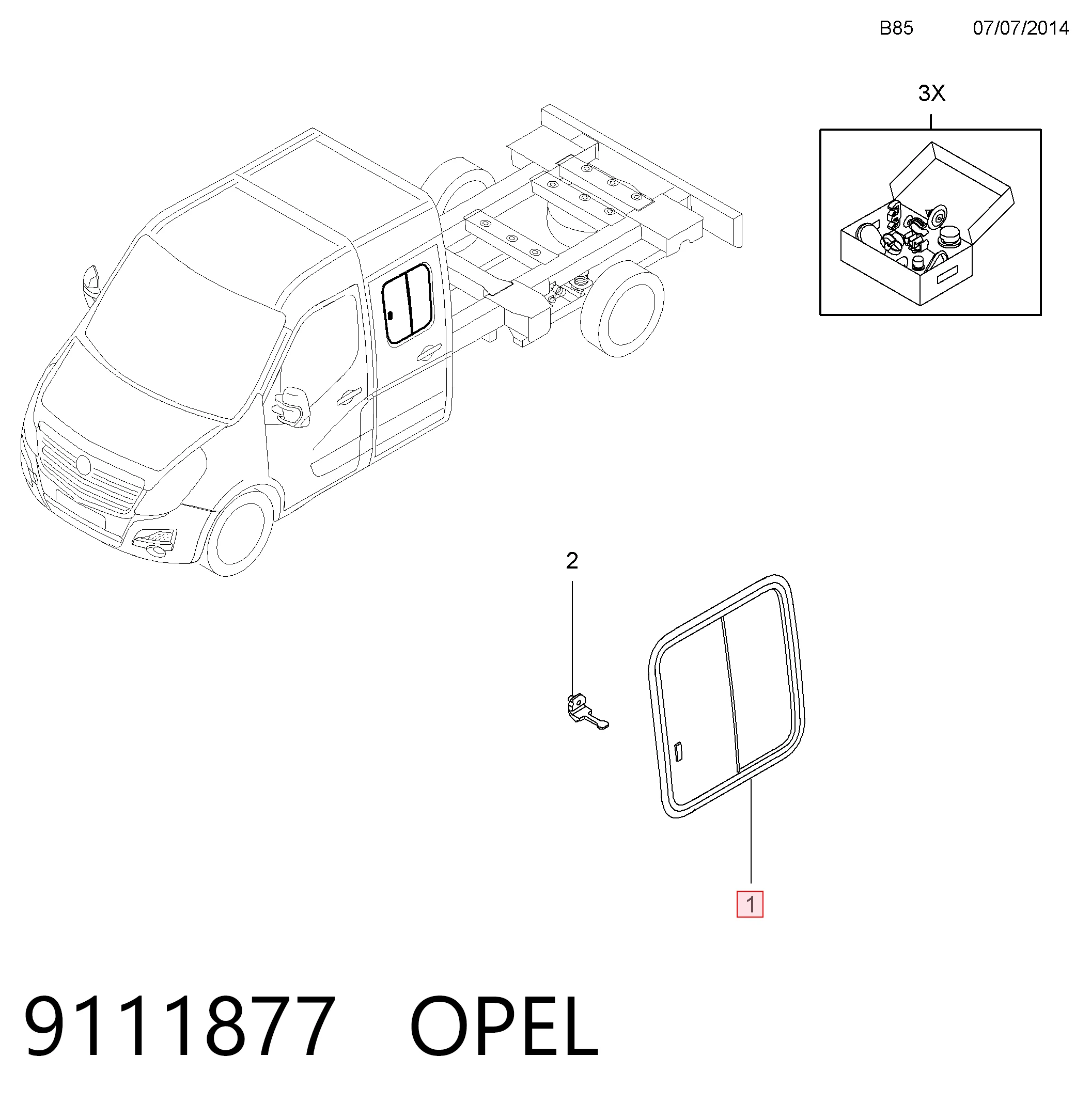 9111877 General Motors Стекло двери задней левой