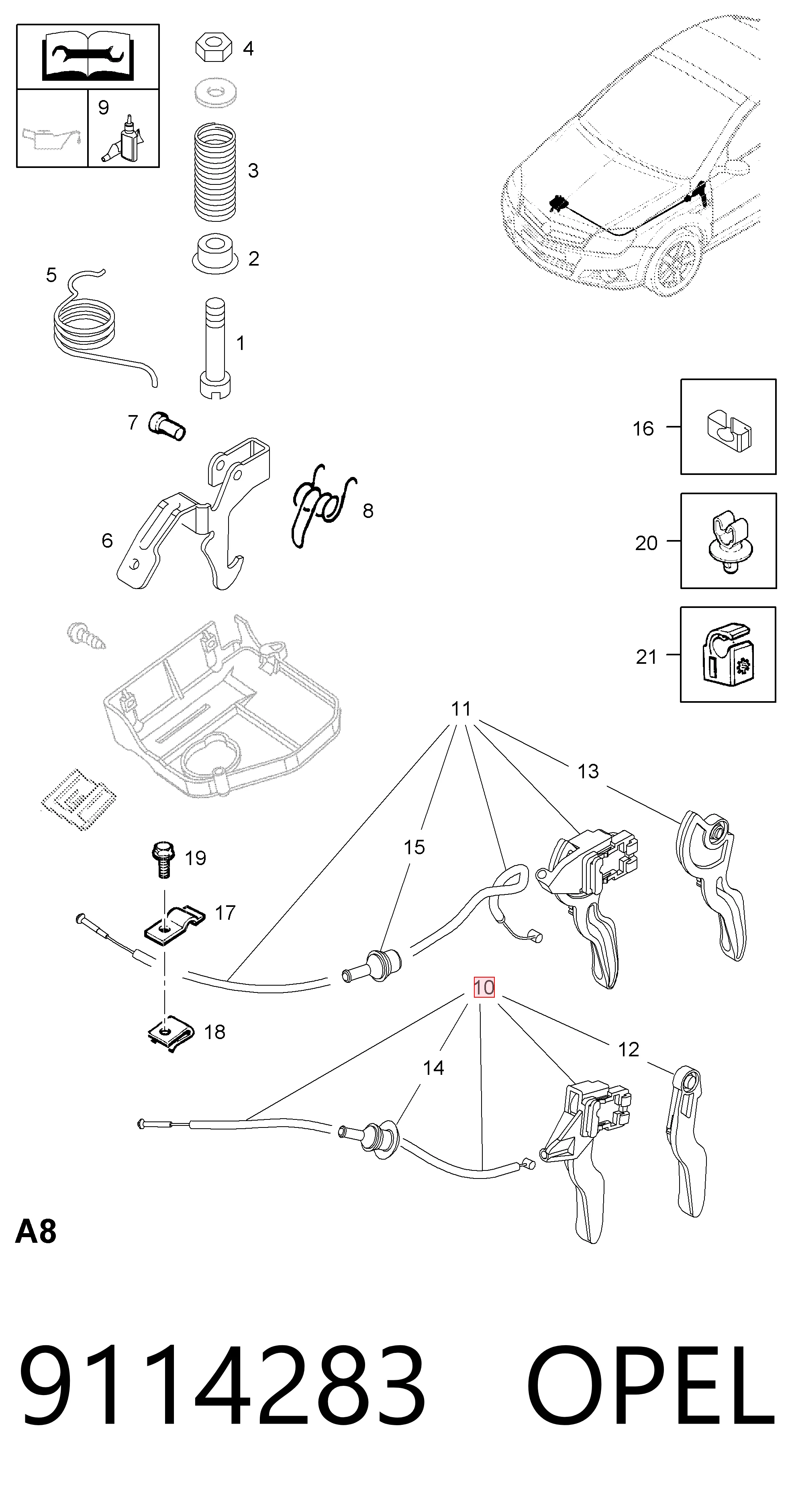 Трос открывания капота General Motors 9114283 цена, от 15.85 USD