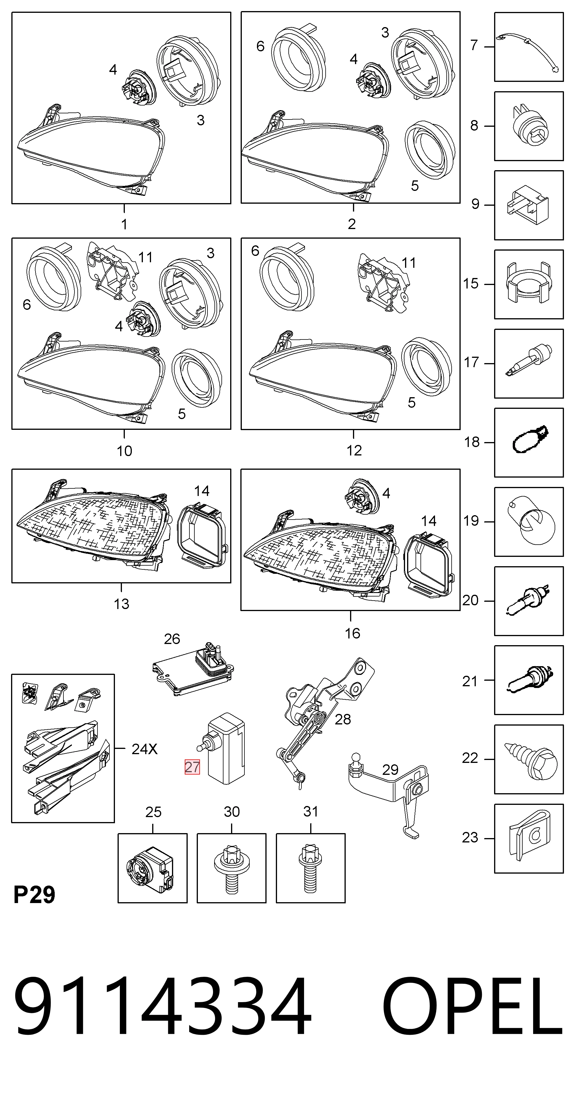 9114334 Opel Гидрокорректор фар