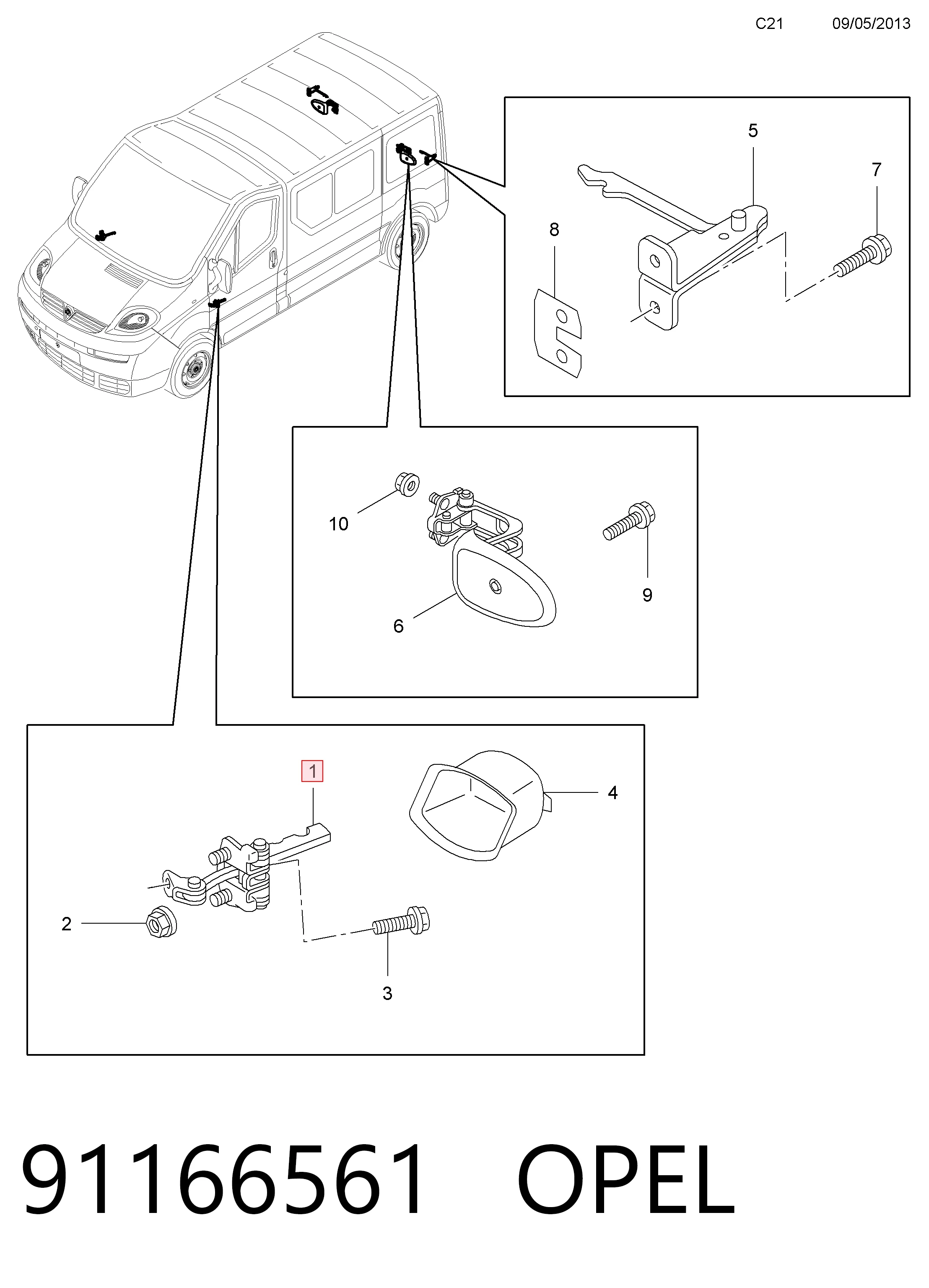 91166561 Opel Ограничитель открывания двери