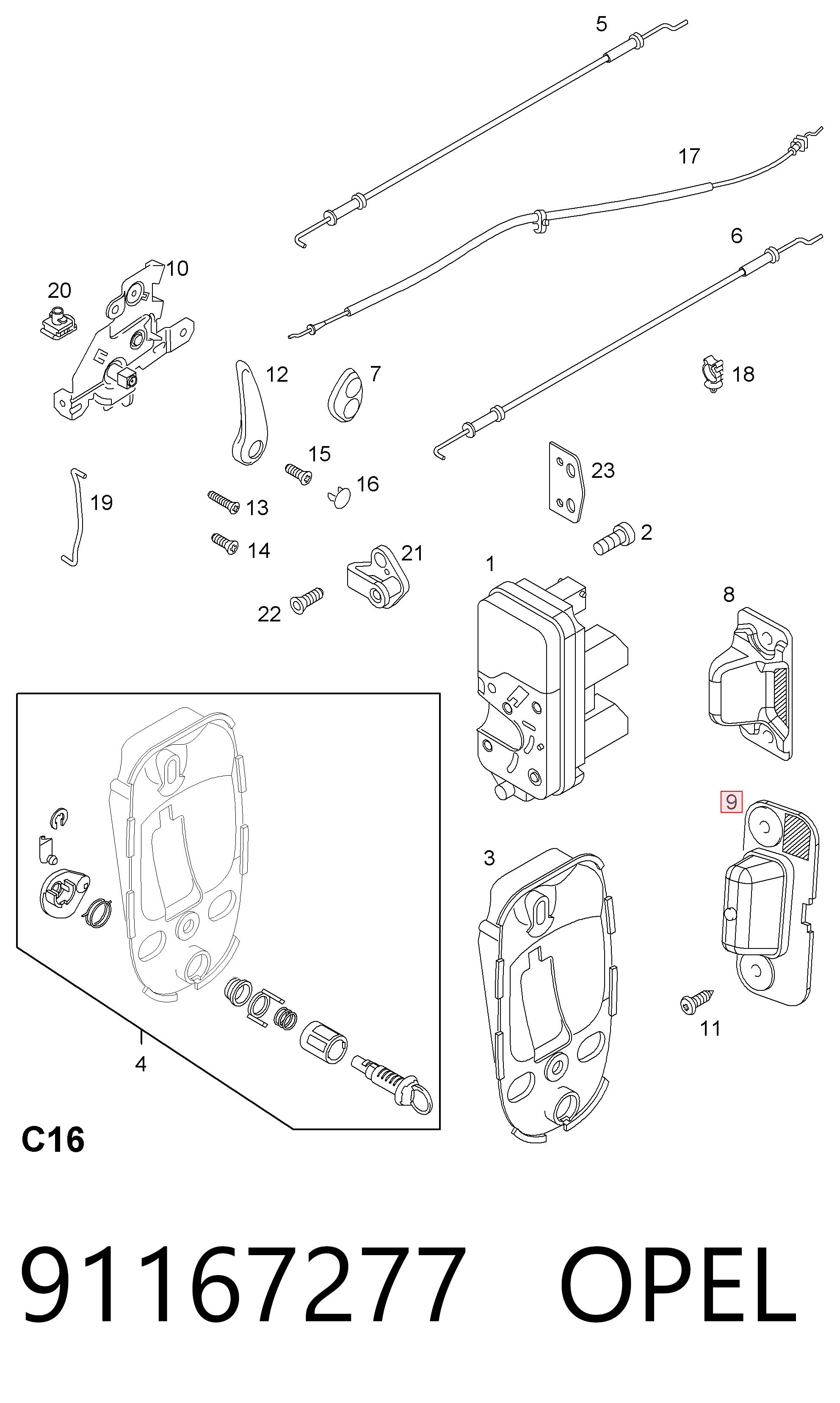 91167277 Opel Петля-зацеп (ответная часть) замка сдвижной двери