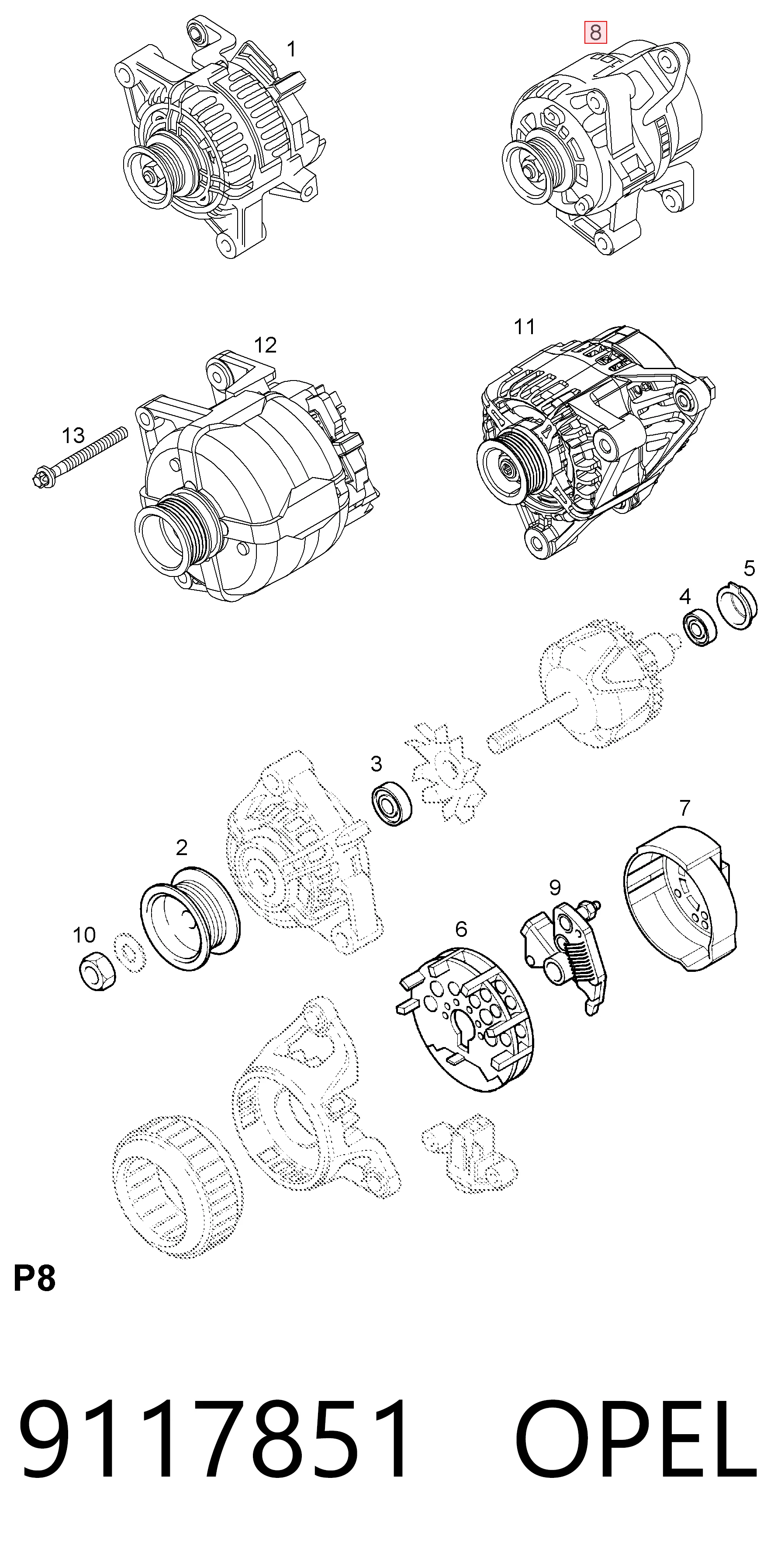 9117851 Opel Генератор автомобильный
