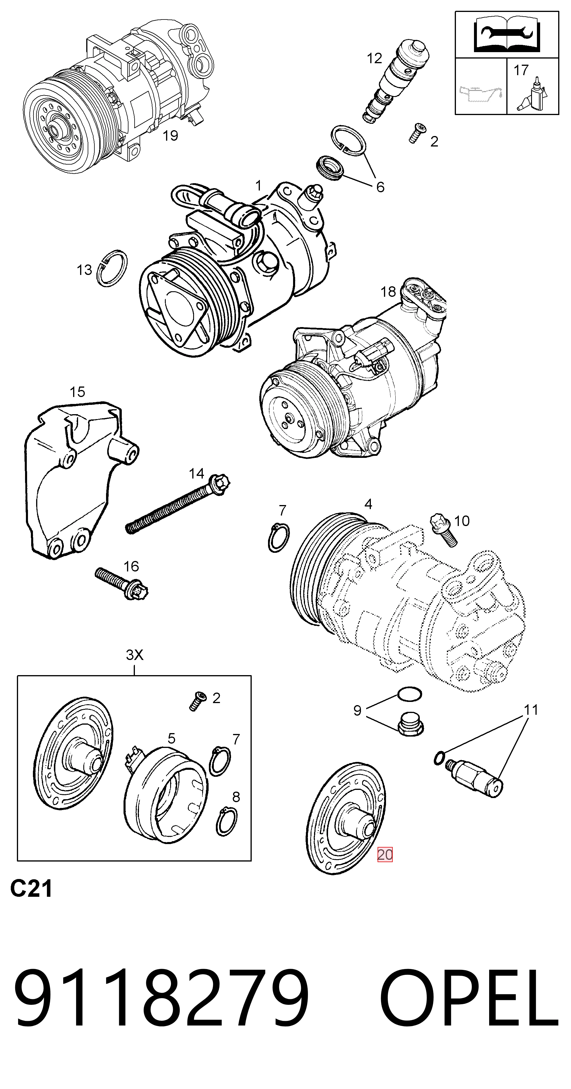 Диск муфты компрессора кондиционера 1854235 General Motors