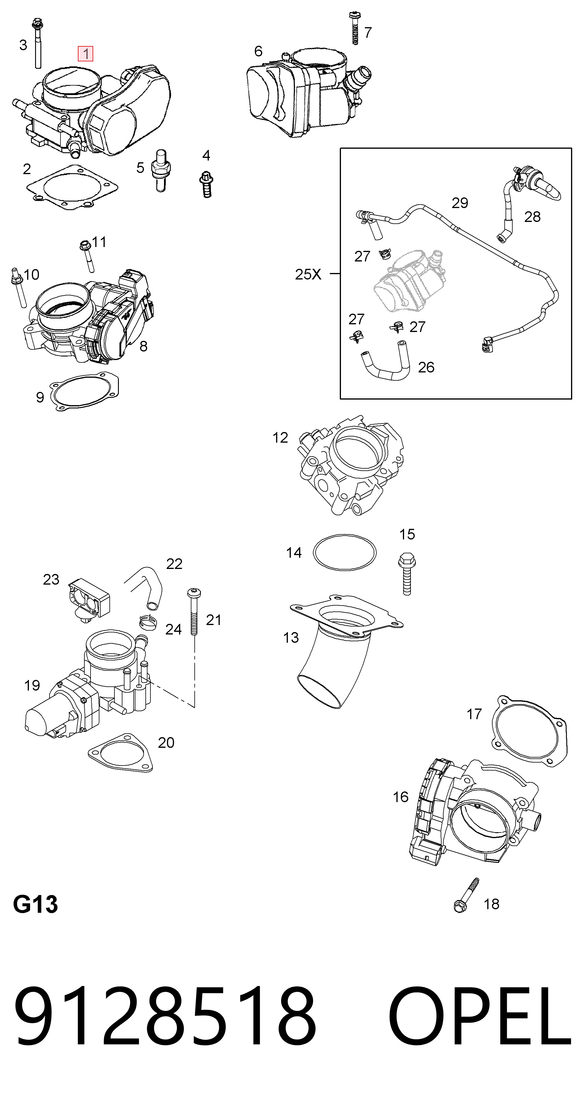 9128518 Opel Дроссельная заслонка