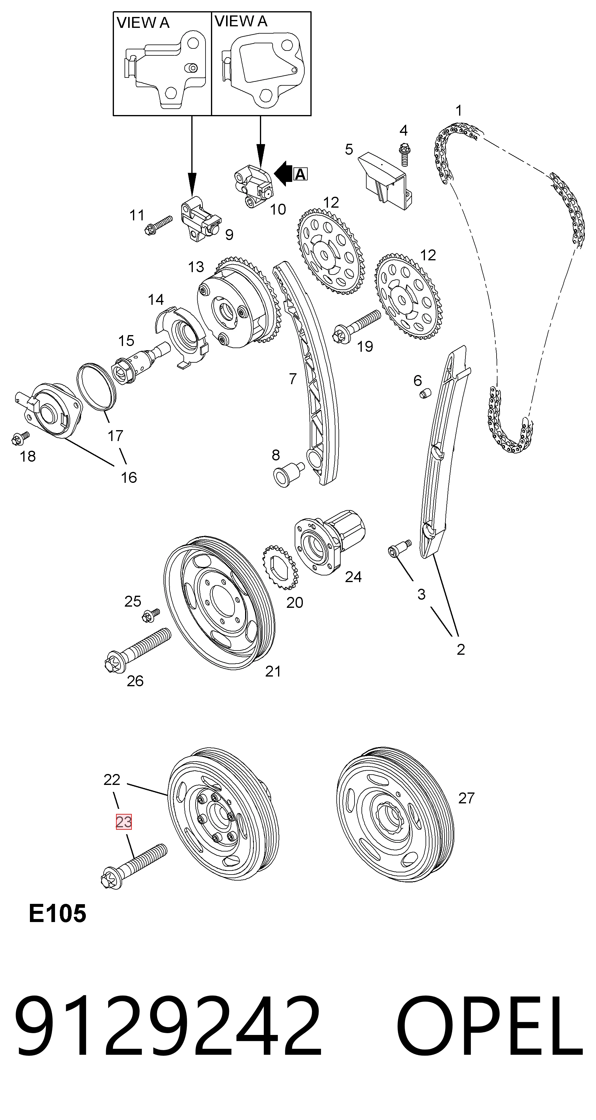 9129242 Opel Болт коленвала