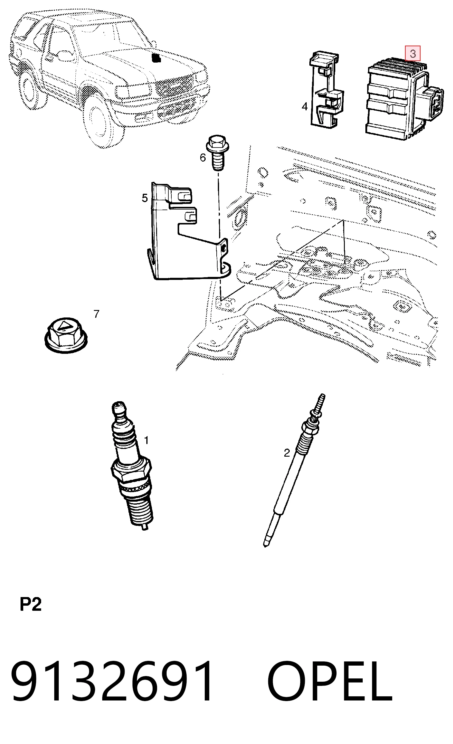 9132691 Opel Реле свечей накала