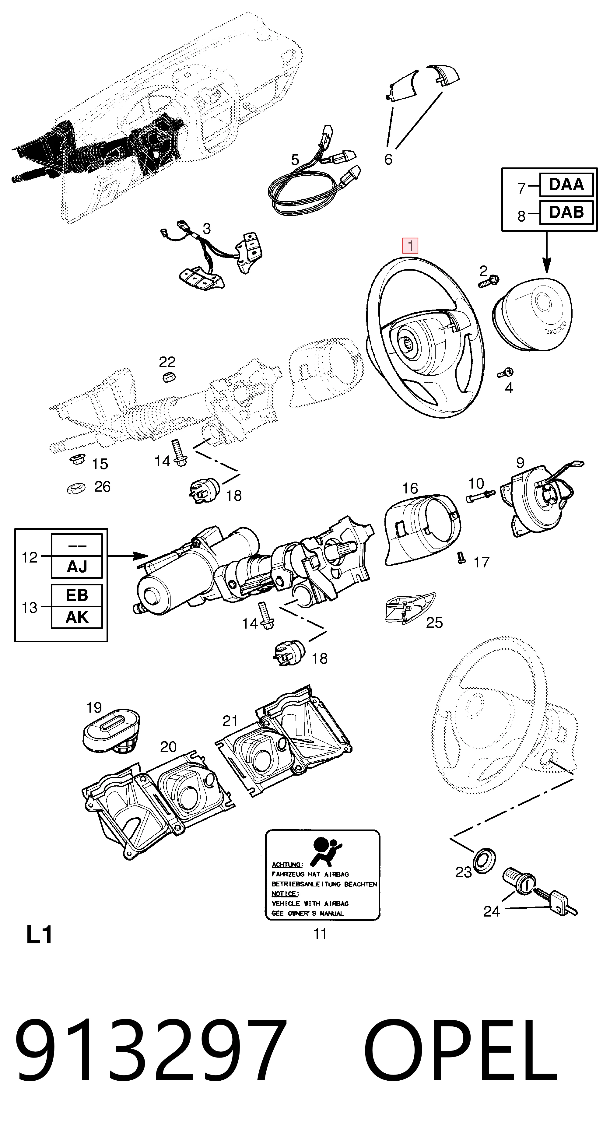 Колесо рулевое на Opel Meriva A 