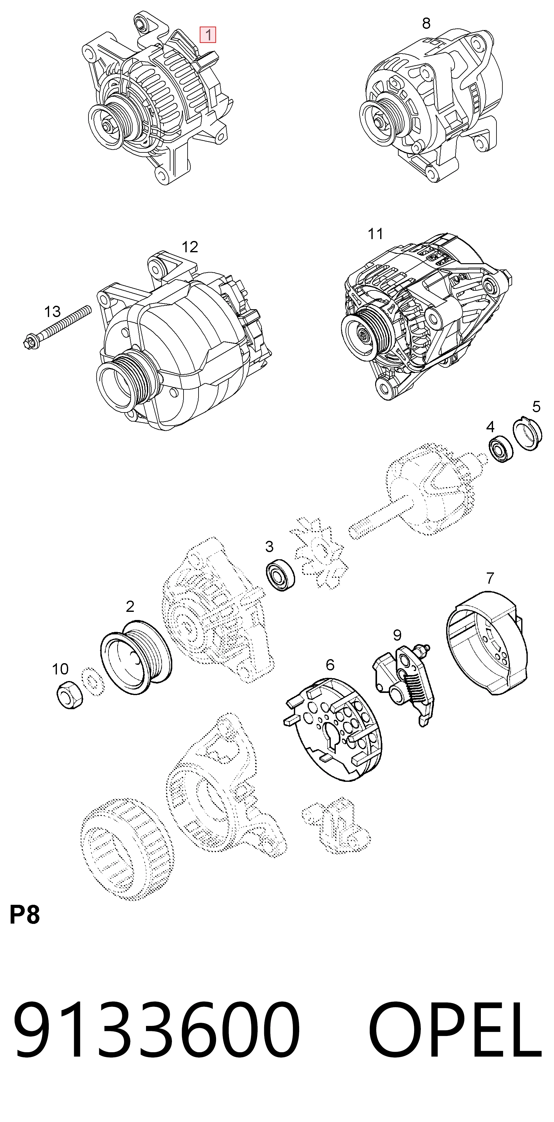 9133600 Opel Генератор автомобильный