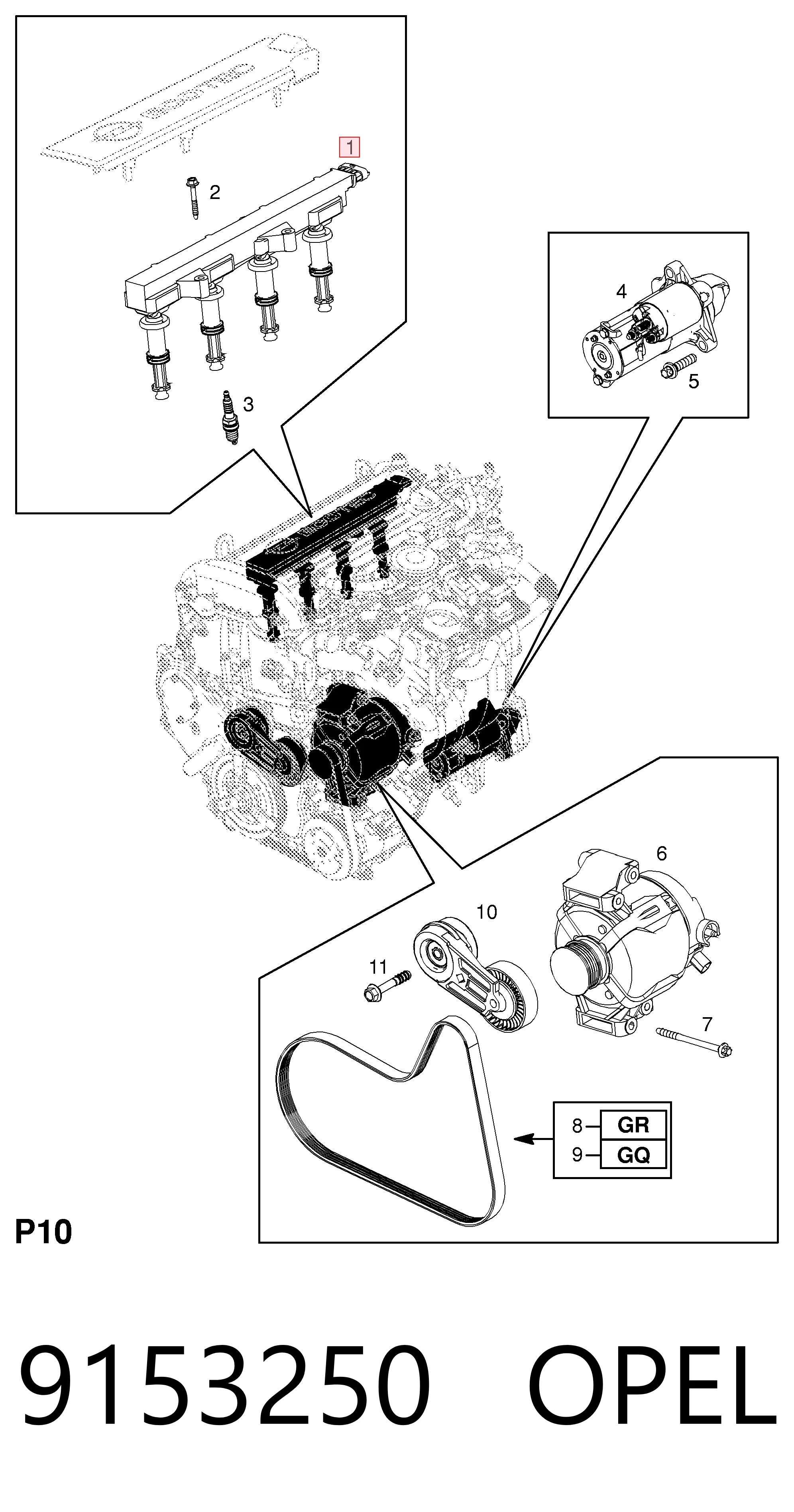 9153250 Opel Катушка зажигания