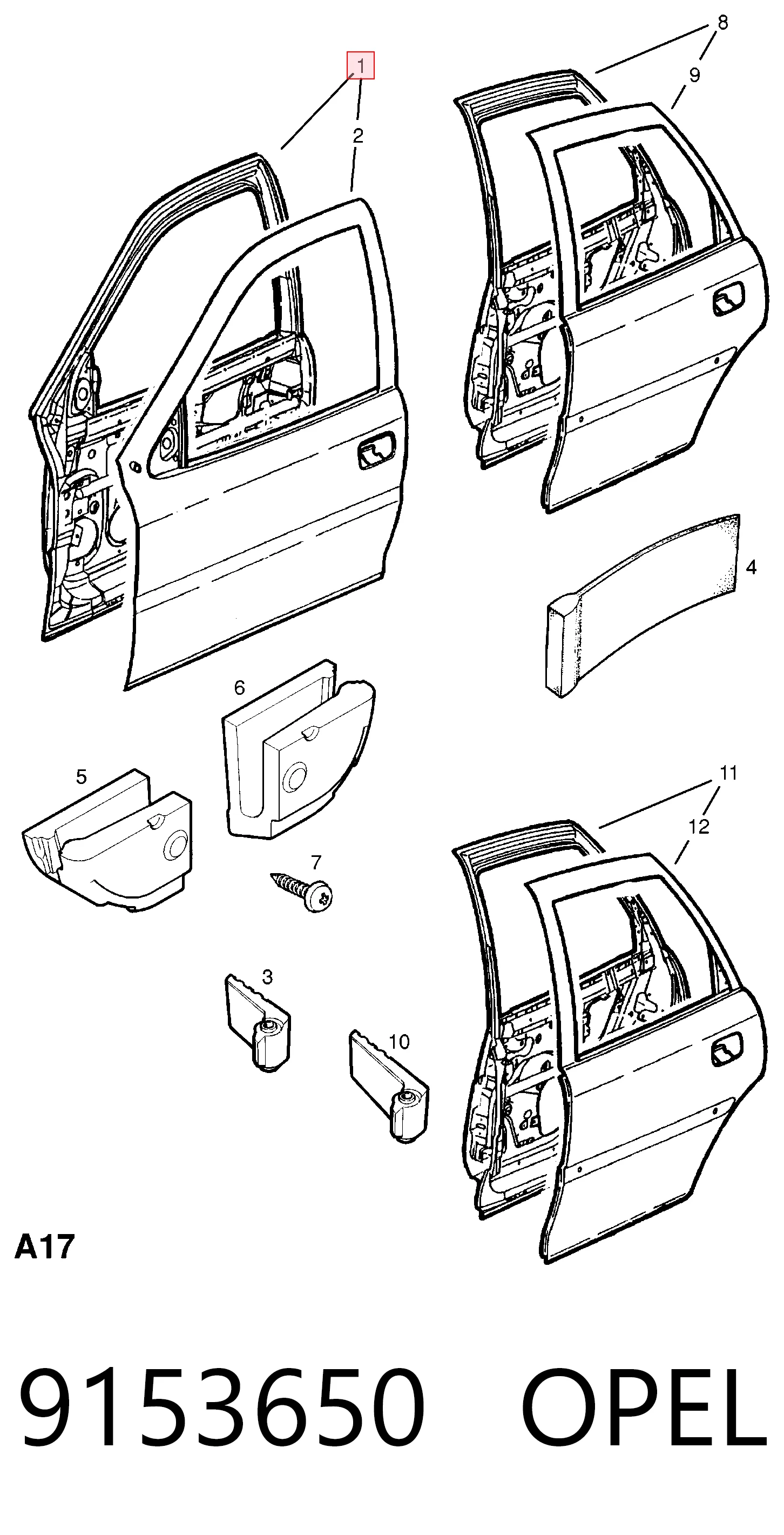 Пассажирская передняя дверь General Motors 0124580