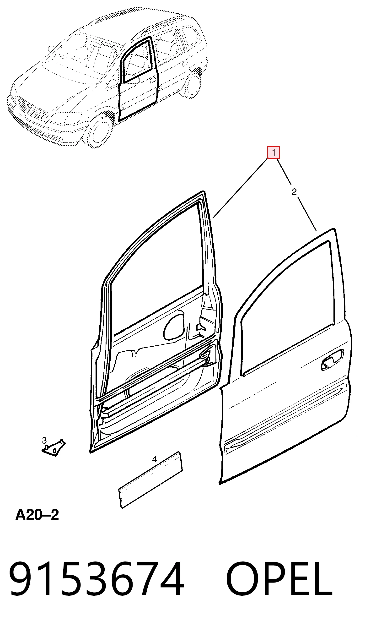 Пассажирская передняя дверь General Motors 9153674