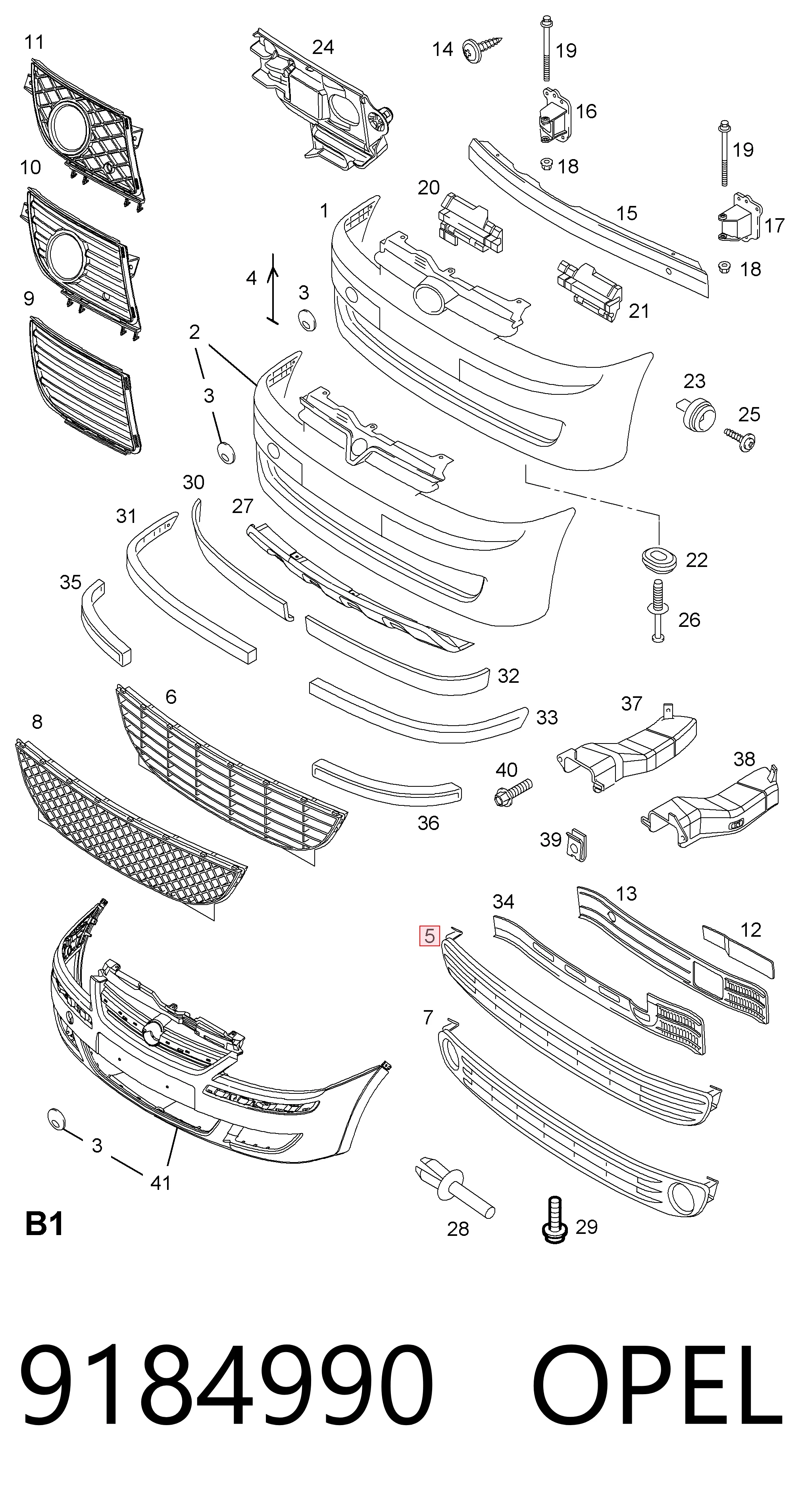 Решетка бампера переднего центральная Opel Corsa C хэтчбек (F08, F68) (2000 - 2006) цена, от 14.56 USD