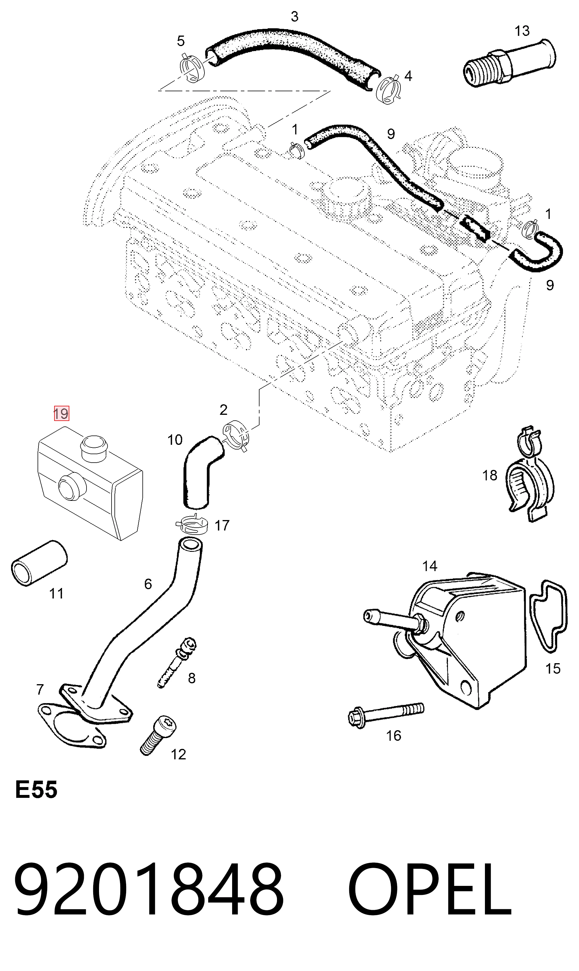 9201848 Opel Маслоотделитель картерных газов