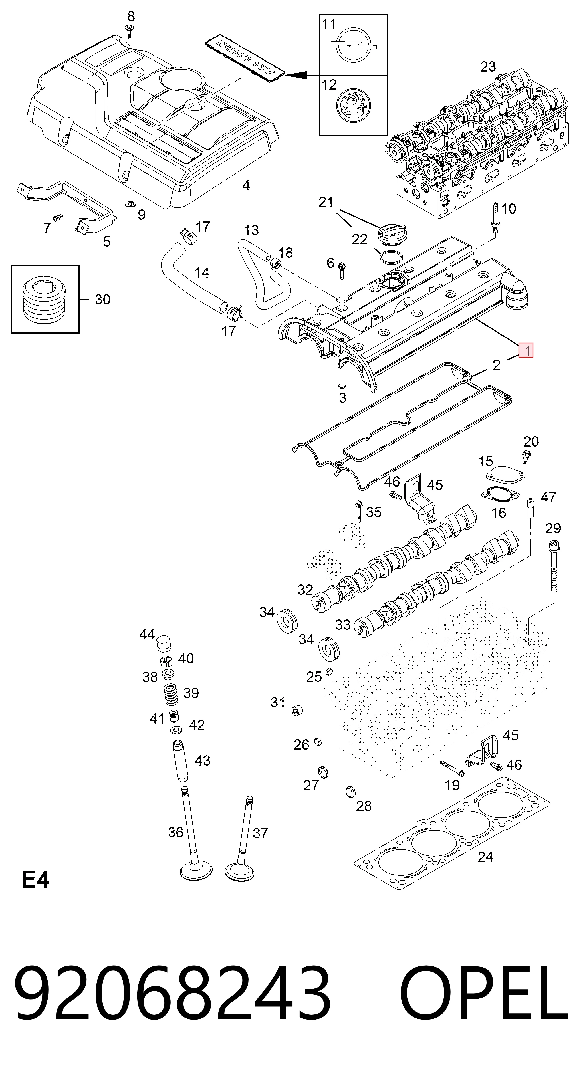 92068243 Opel Крышка двигателя