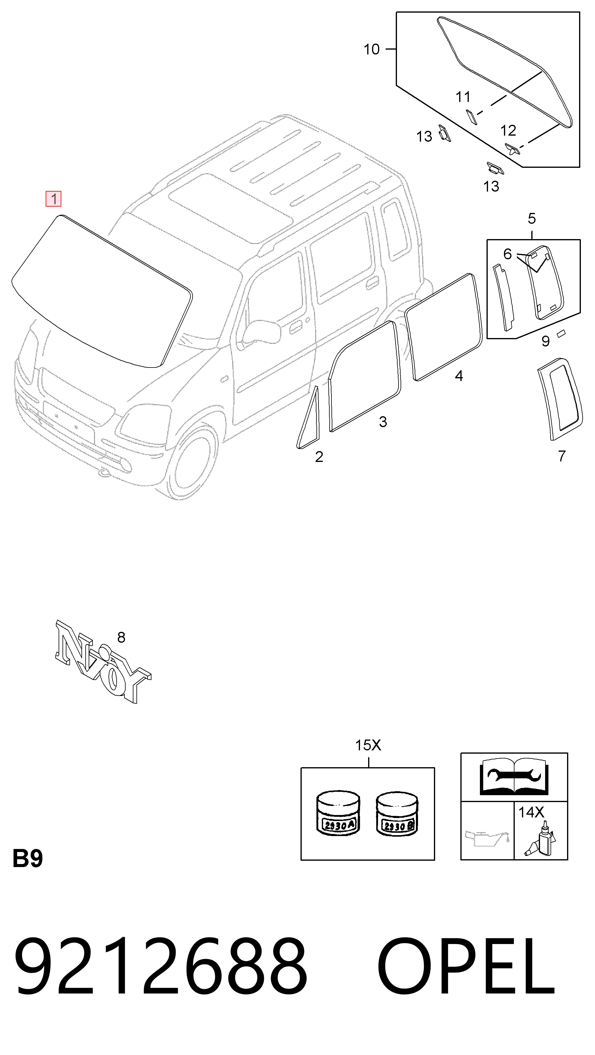 Автостекло на Opel Agila A H00