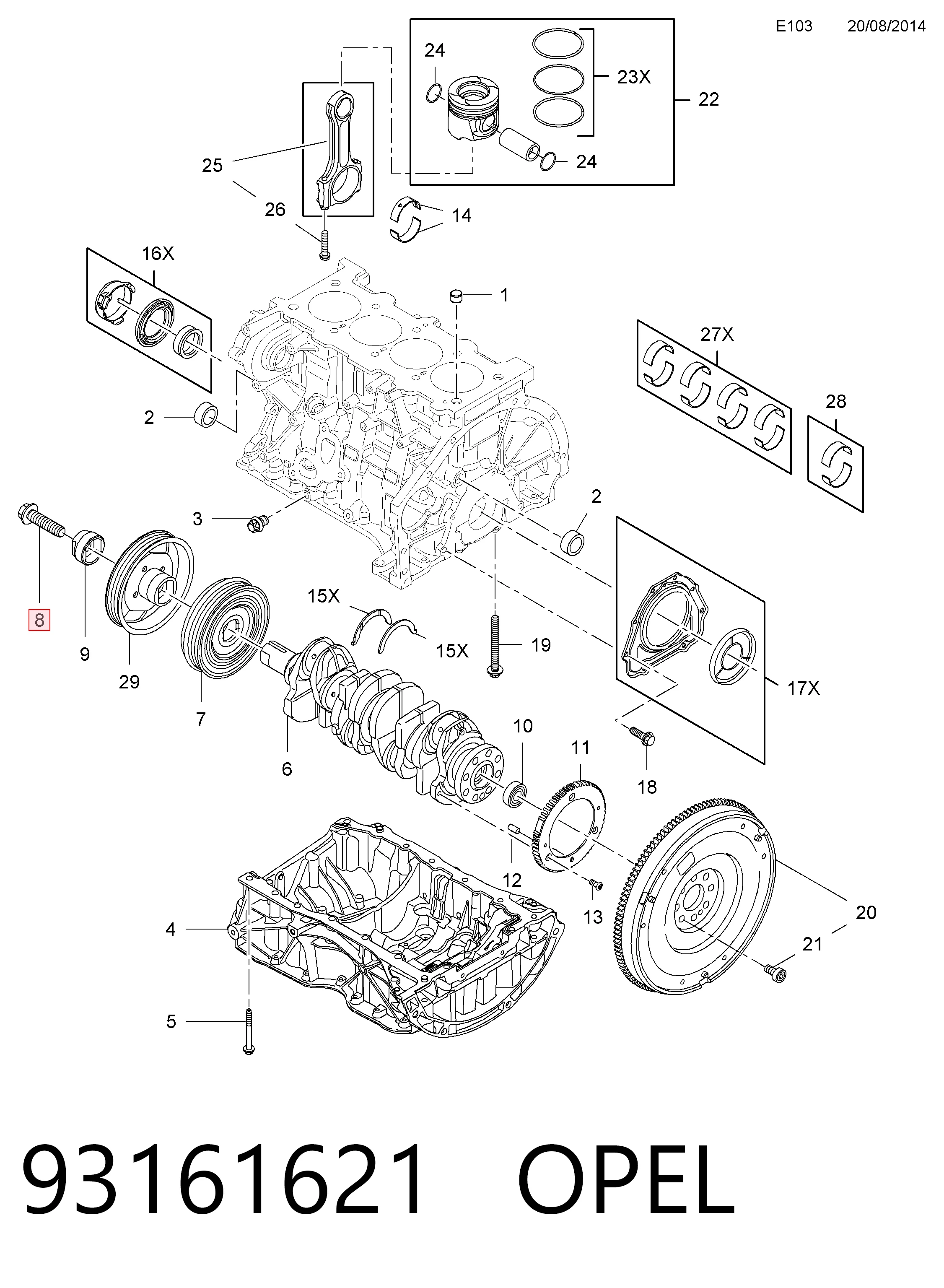 Купить 95518168 Peugeot/Citroen Болт шкива коленвала