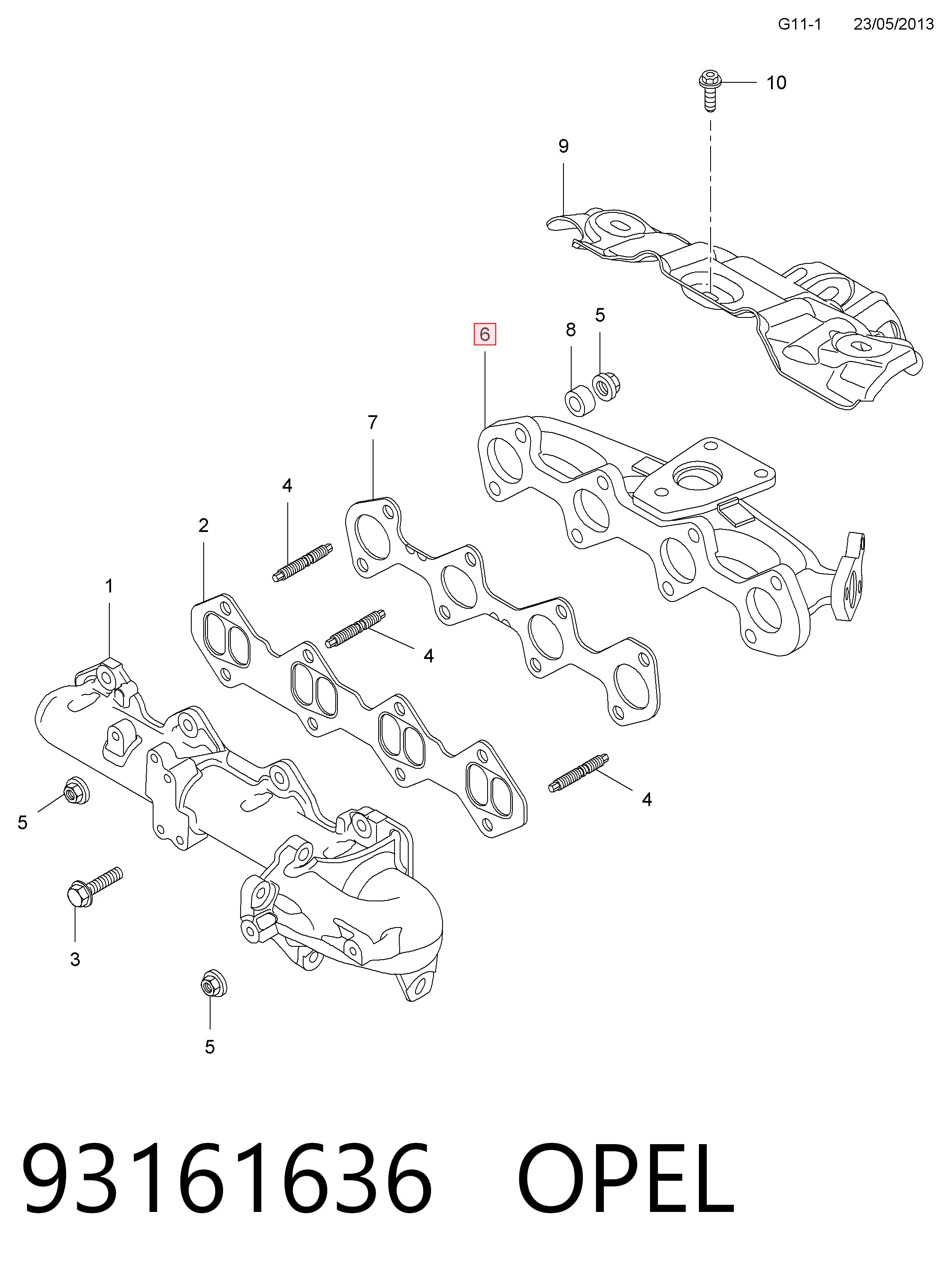 93198693 General Motors Газопроводы (коллектор выпускной)