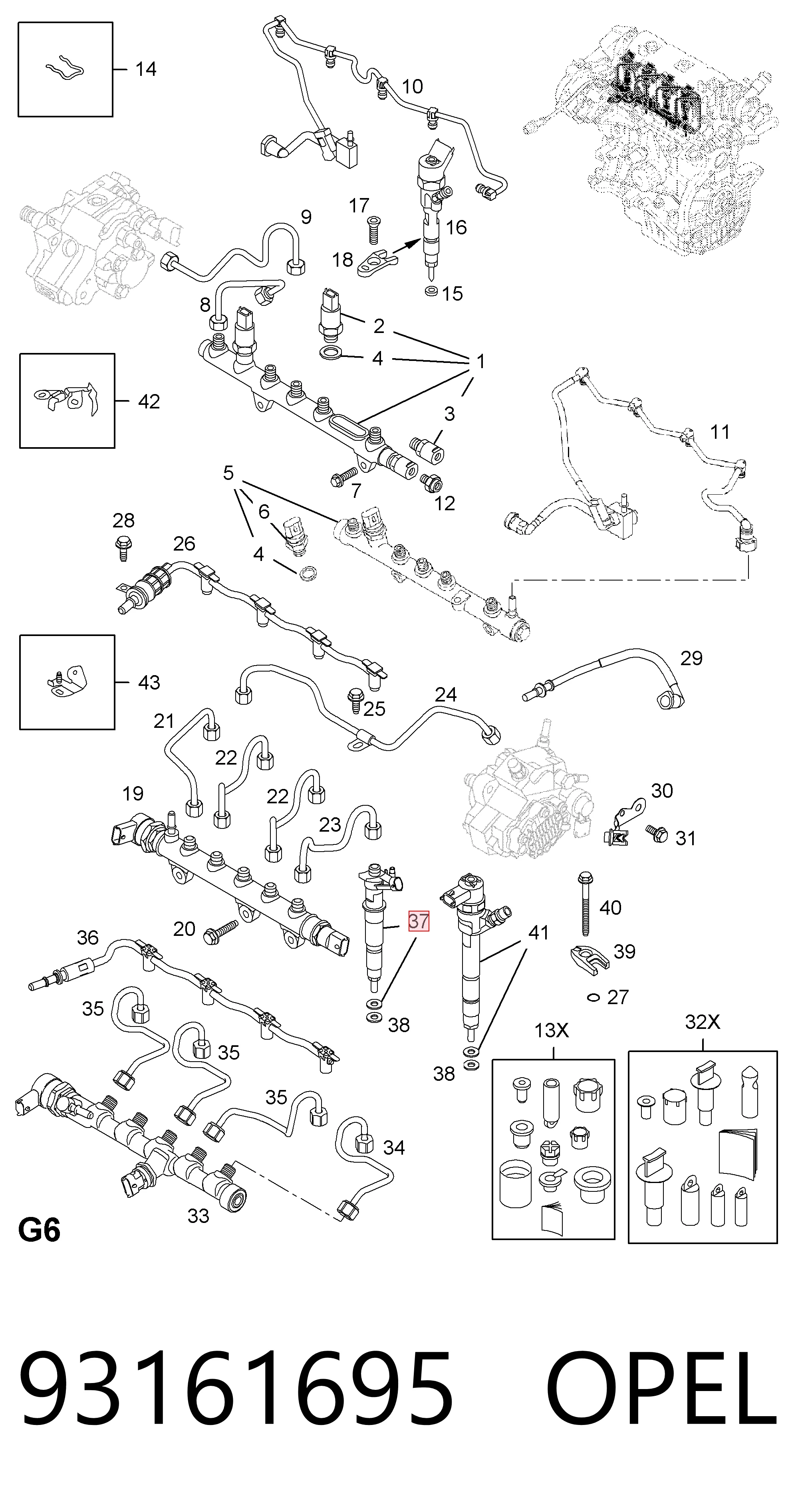 93161695 Opel Топливные форсунки