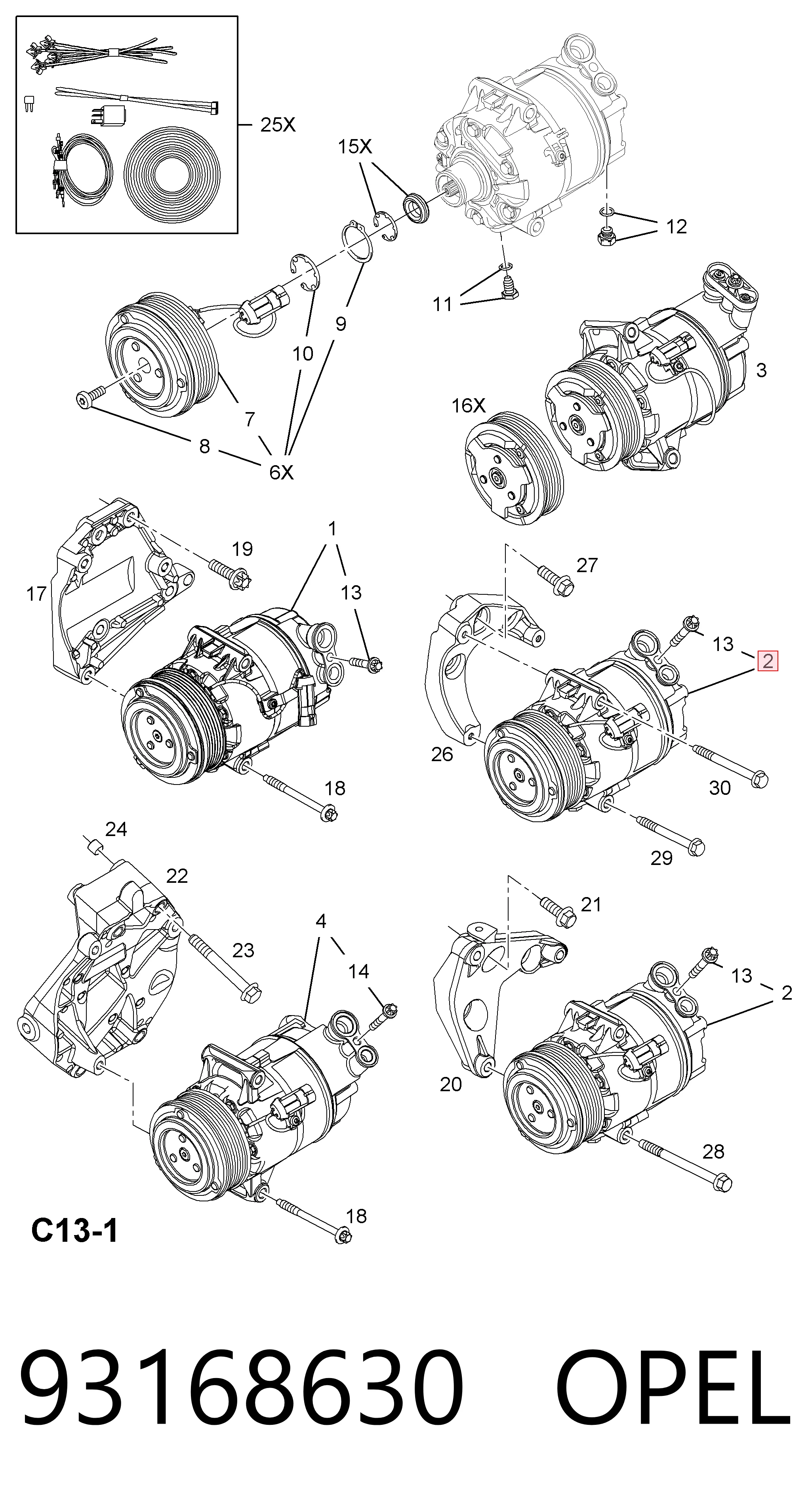93168630 Opel Компрессор хладагента