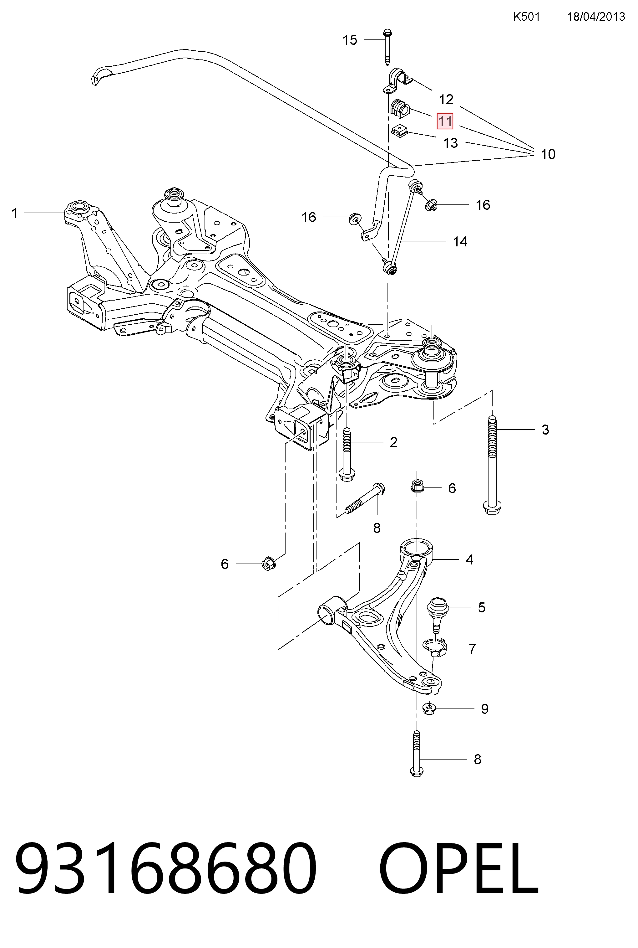 Втулка стабилизатора переднего 93168680 Peugeot/Citroen