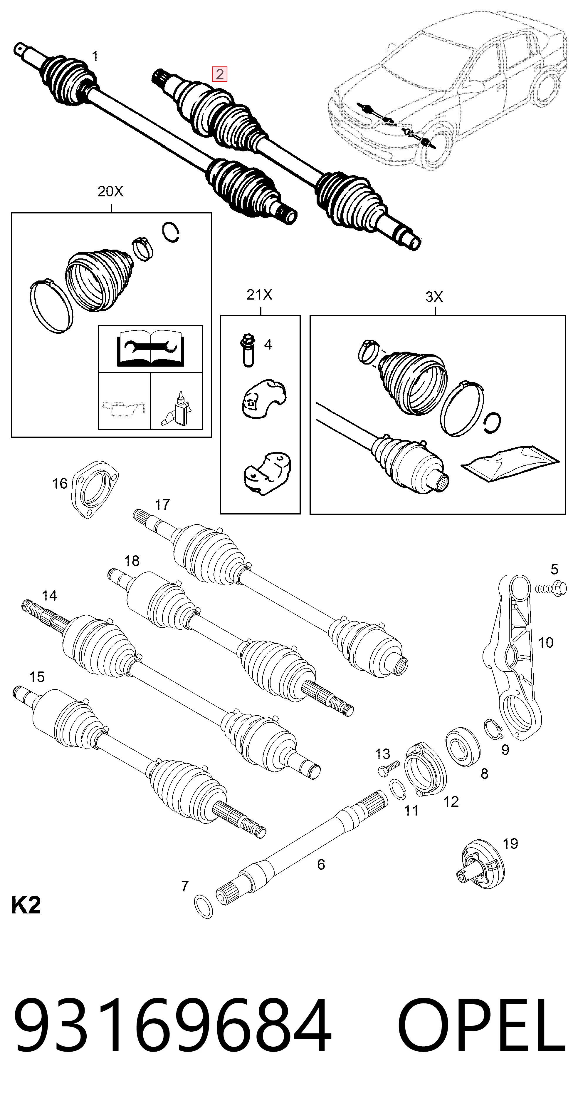 Левая полуось 93169684 General Motors
