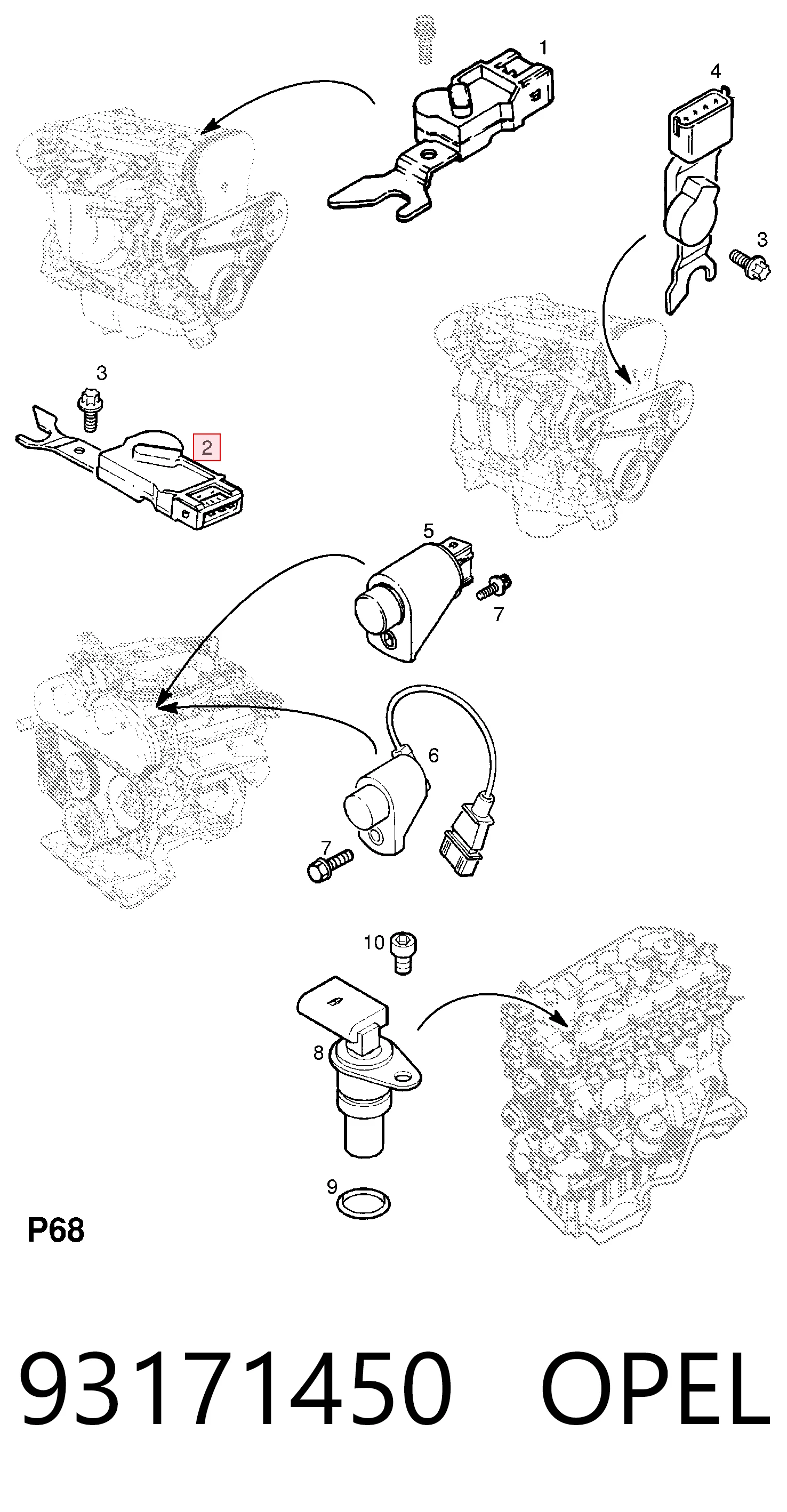 93171450 Opel Датчик распределительного вала