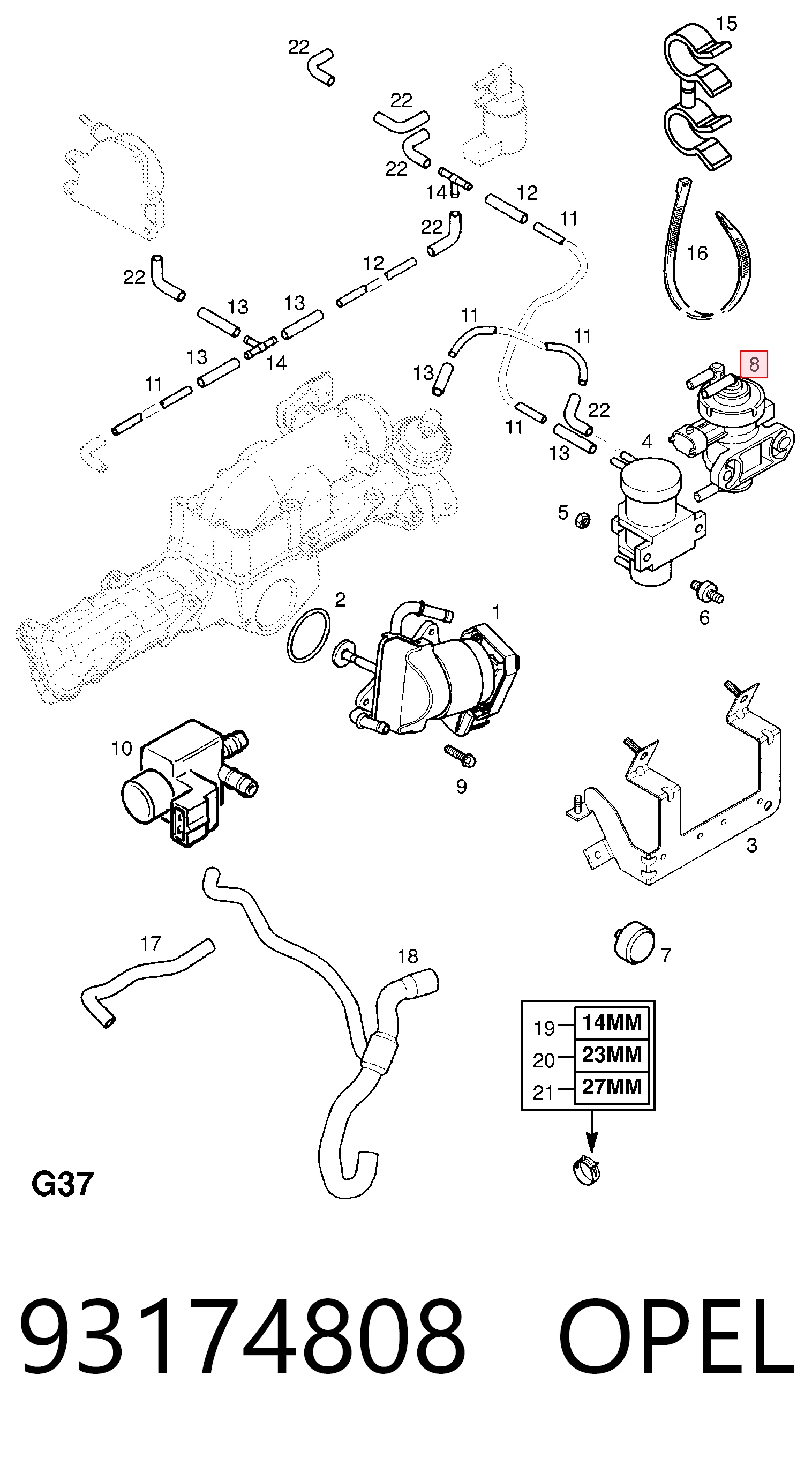 93174808 Opel Соленоид давления наддува