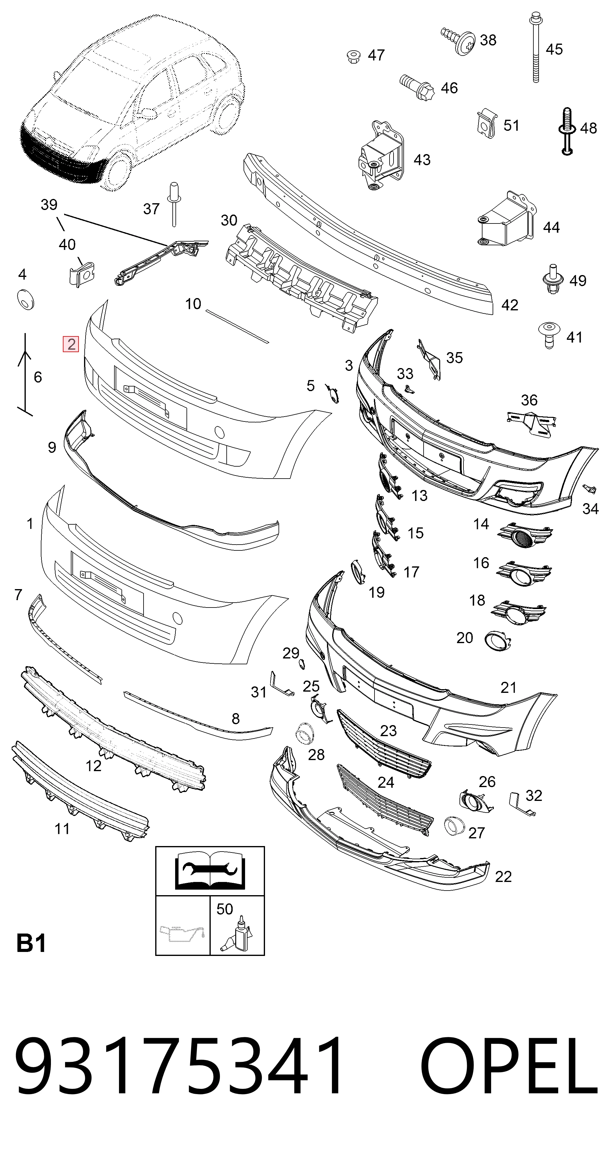 Купить 93175341 General Motors Буфер (бампер) передний