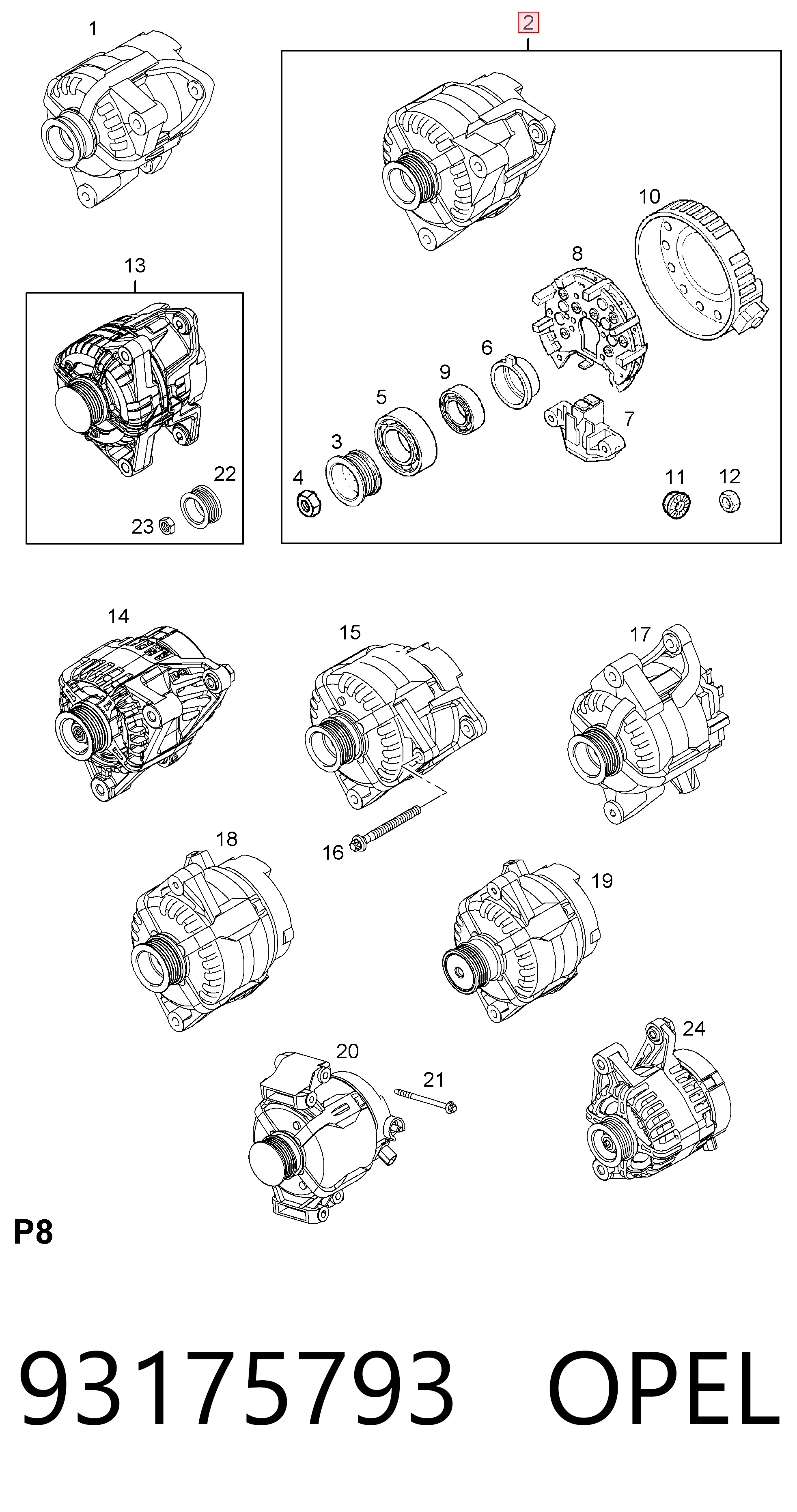 93175793 Opel Генератор автомобильный