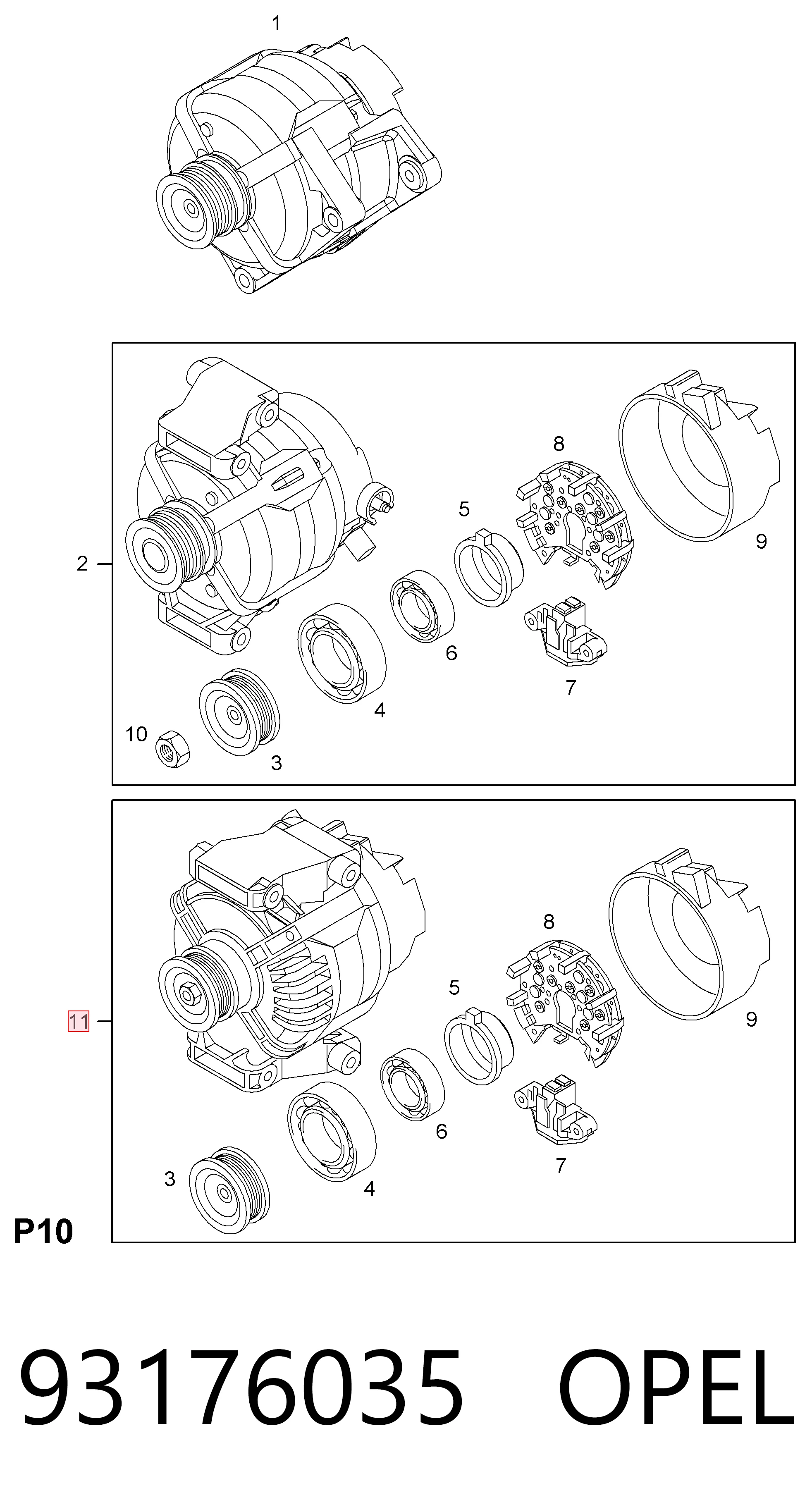 93176035 Opel Генератор автомобильный