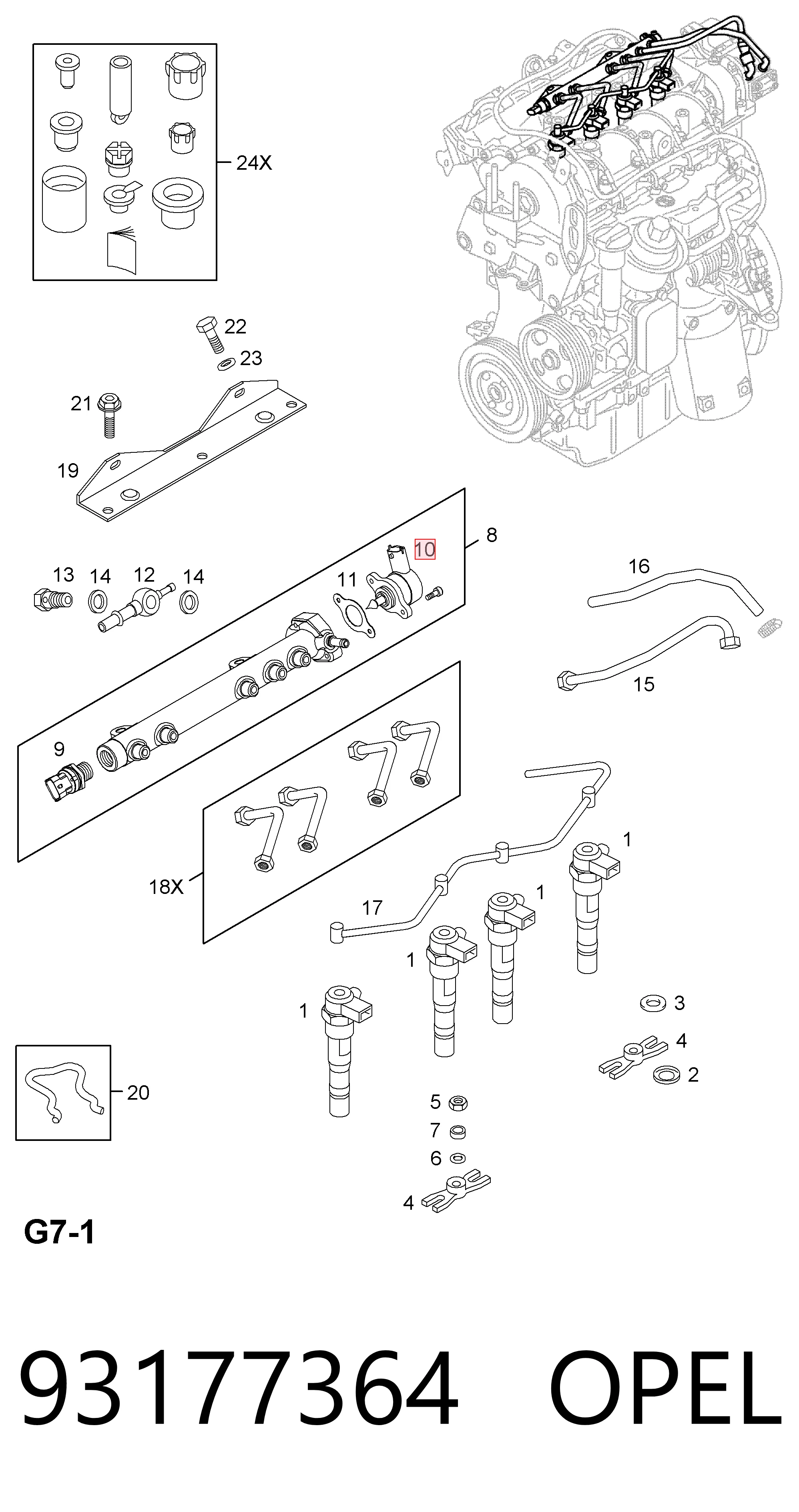 93177364 Opel Регулятор давления в топливной рейке