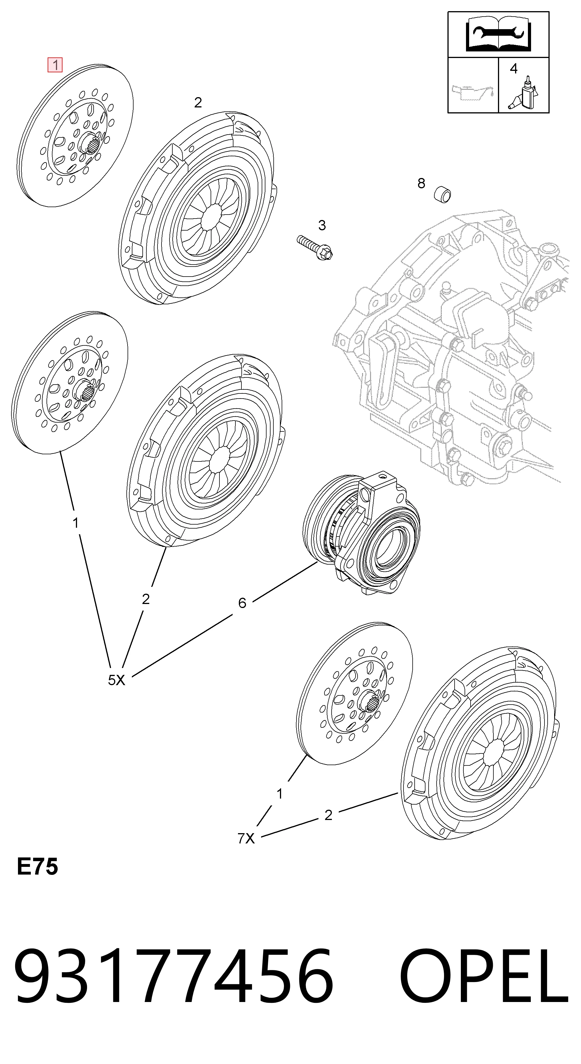 Купить 93177456 General Motors Комплект сцепления (диск, корзина, подшипник)