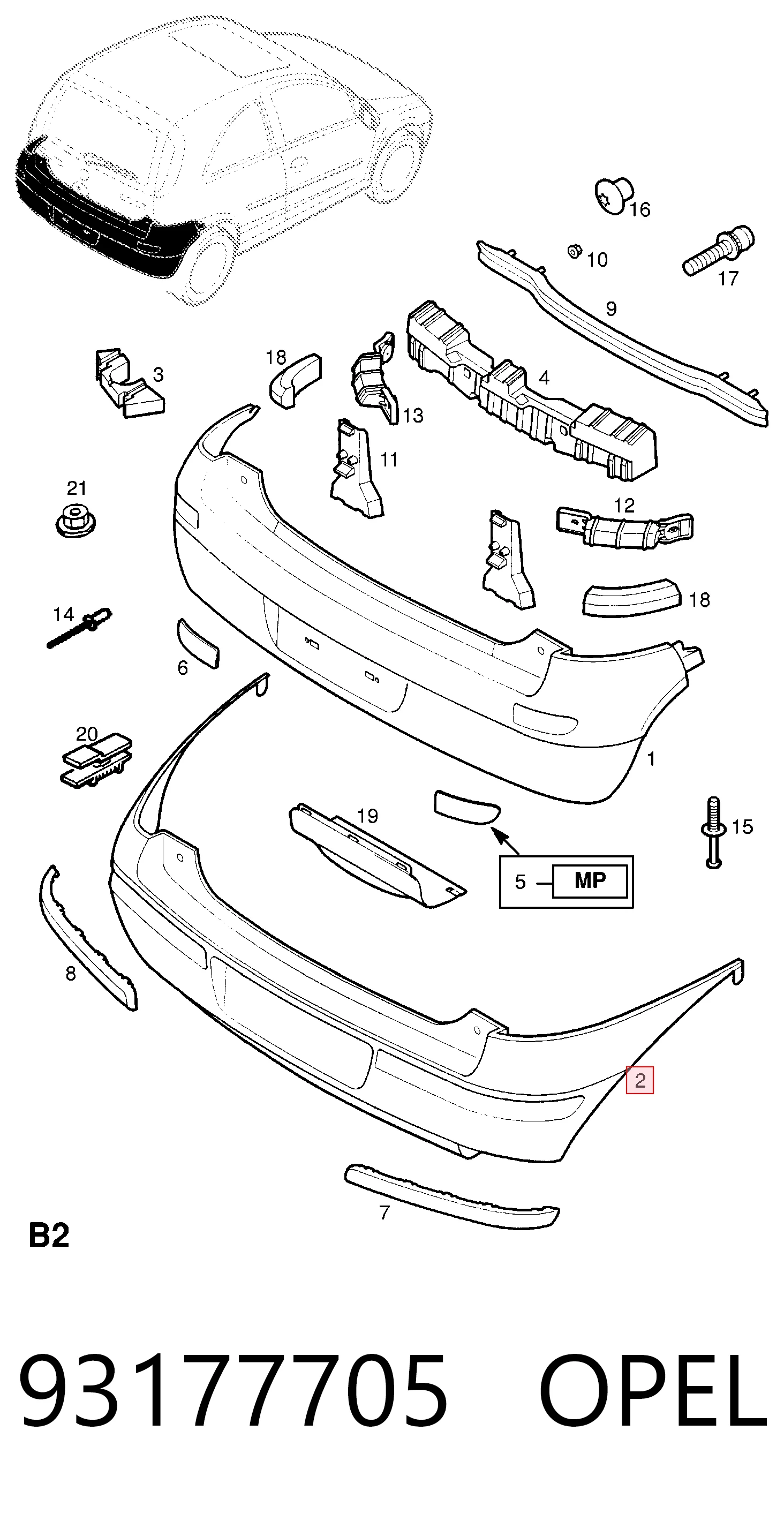 Бампер задний General Motors 93177705 цена, от 110.48 USD